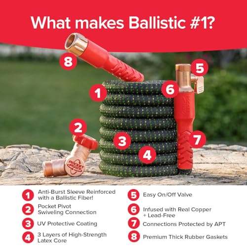 Detalle de Pocket Hose Ballistic Double UV Edition 50 FT Expandable Garden Hose with Pocket Pivot Swivel Connector