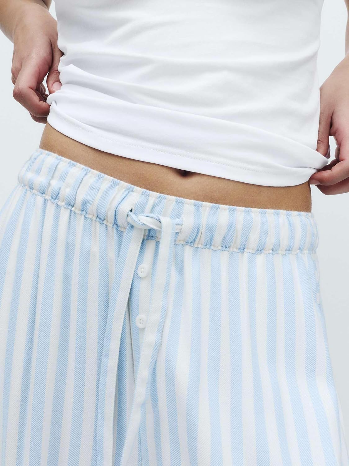 Detalle de Marks & Spencer set van 2 pyjamabroeken in keperstof met wijde pijpen