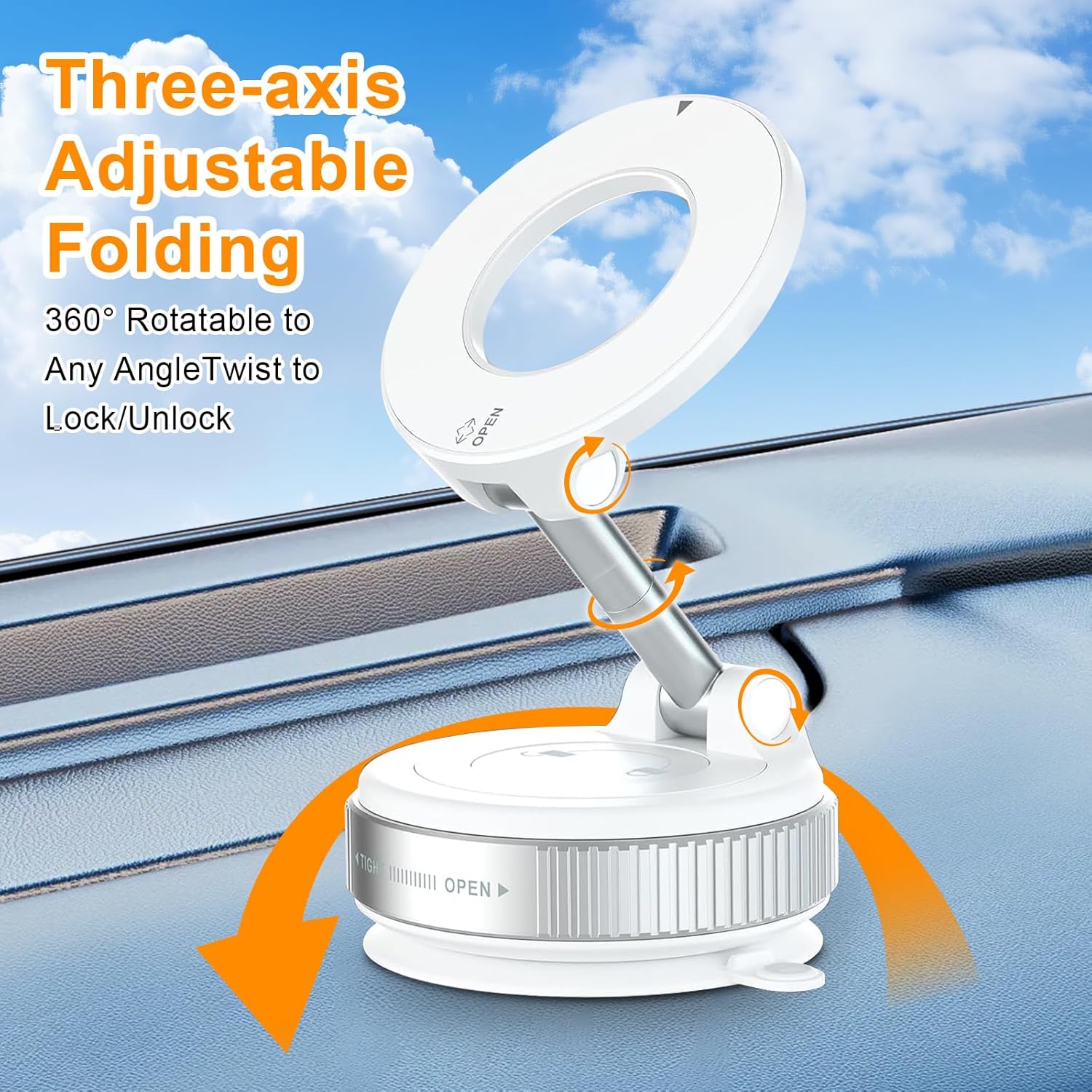 Thumbnail 3 de Astriva Maglock Vacuum Magnetic Phone Mount: 360° Rotating Car Holder with Ultra-Foldable Design