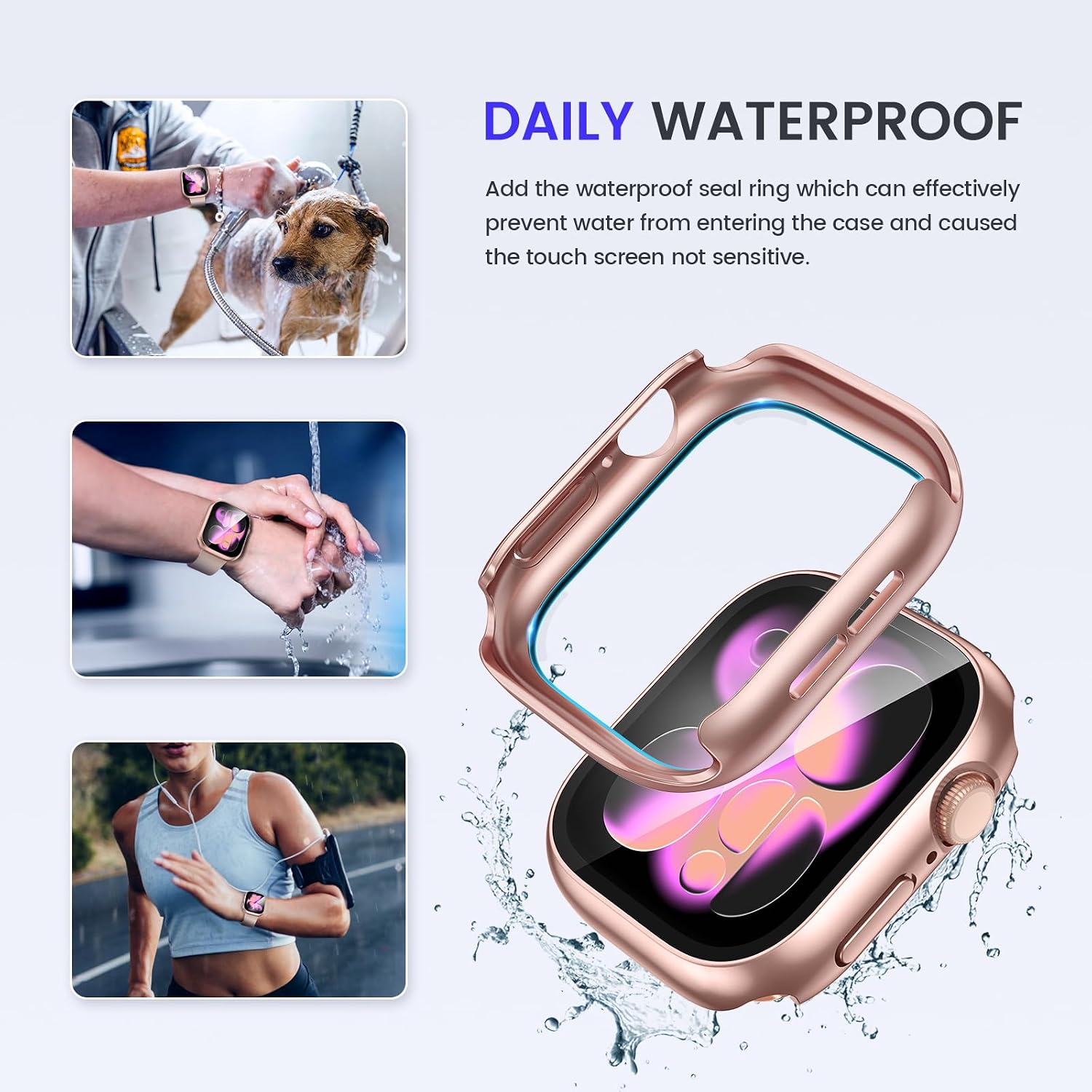 Detalle 2 de Kamita Waterproof Case for Apple Watch 42mm (Series 11/10) with Built-in Tempered Glass Screen Protector