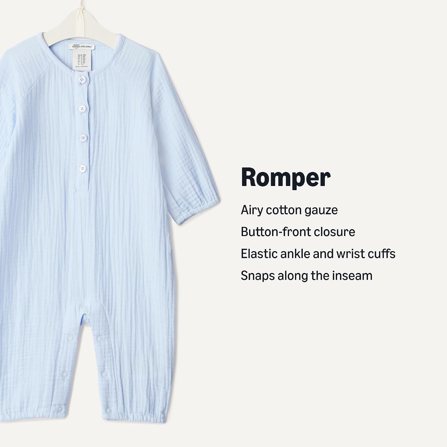 Thumbnail 1 de Amazon Essentials x Sofia Grainge Unisex Babies' Cotton Gauze Long-Sleeve Romper Suit