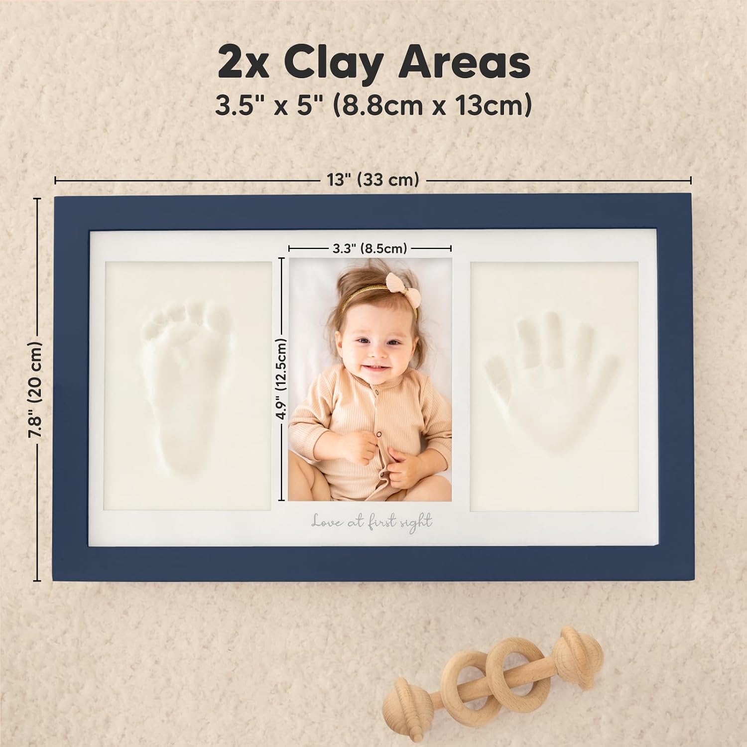 Thumbnail 6 de KeaBabies Baby Hand and Footprint Kit - Clay Keepsake Frame in Midnight Blue