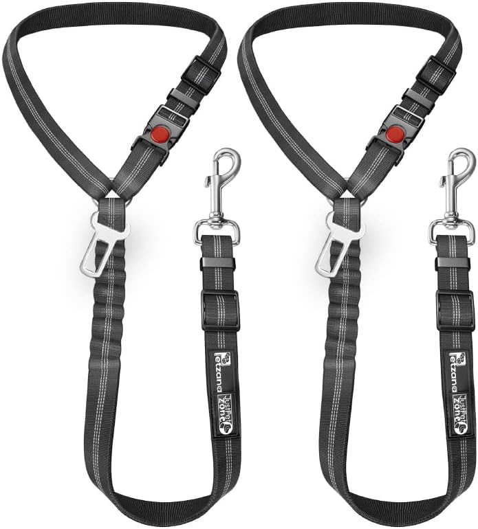 Detalle de Petzana Comfortable Dog Seat Belt Harness (2-in-1 leash & headrest restraint) – Blue
