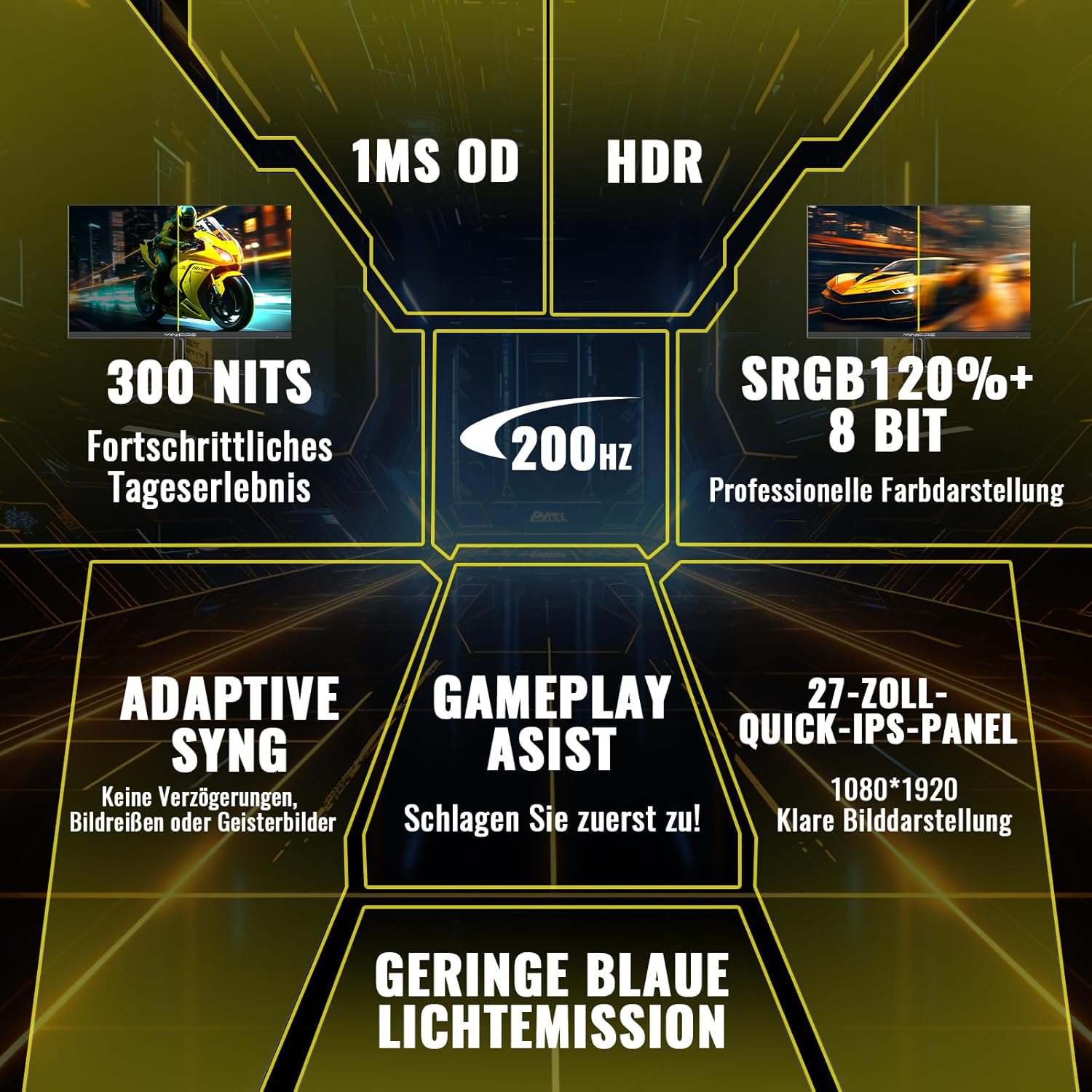 Detalle 2 de Minifire 27 Zoll FHD Gaming-Monitor MFG27F2 (180 Hz, 1 ms, Fast IPS, HDR 10, AdaptiveSync)