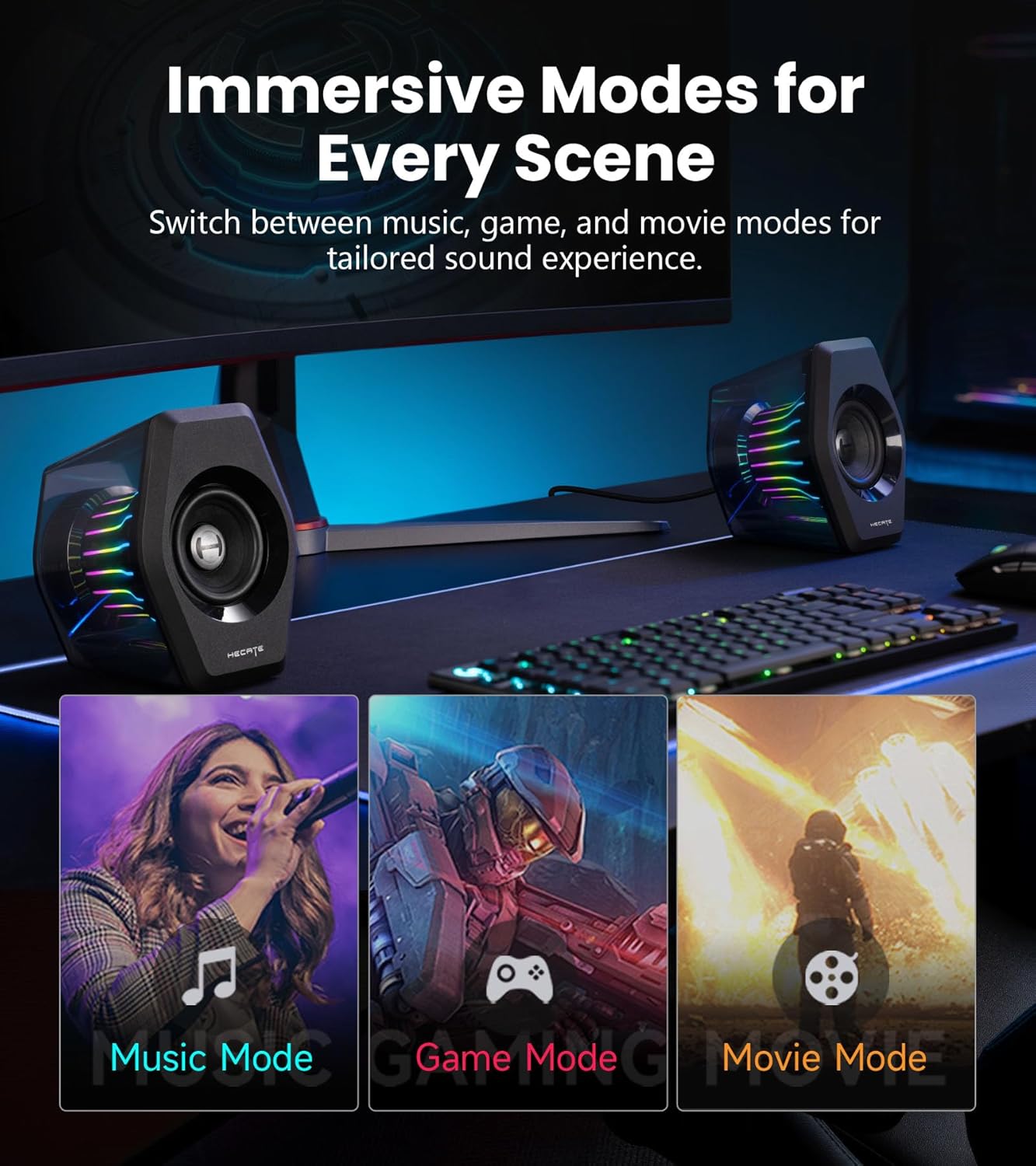 Thumbnail 5 de Edifier G2000 Pro 2.0 RGB Gaming Speakers (Virtual 7.1, TempoFlow lighting, BT 5.4/USB-C/AUX)