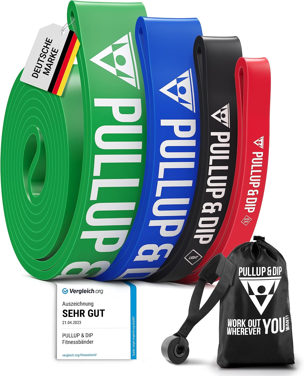 Detalle de Pullup & Dip Fitnessbänder 4 Widerstände