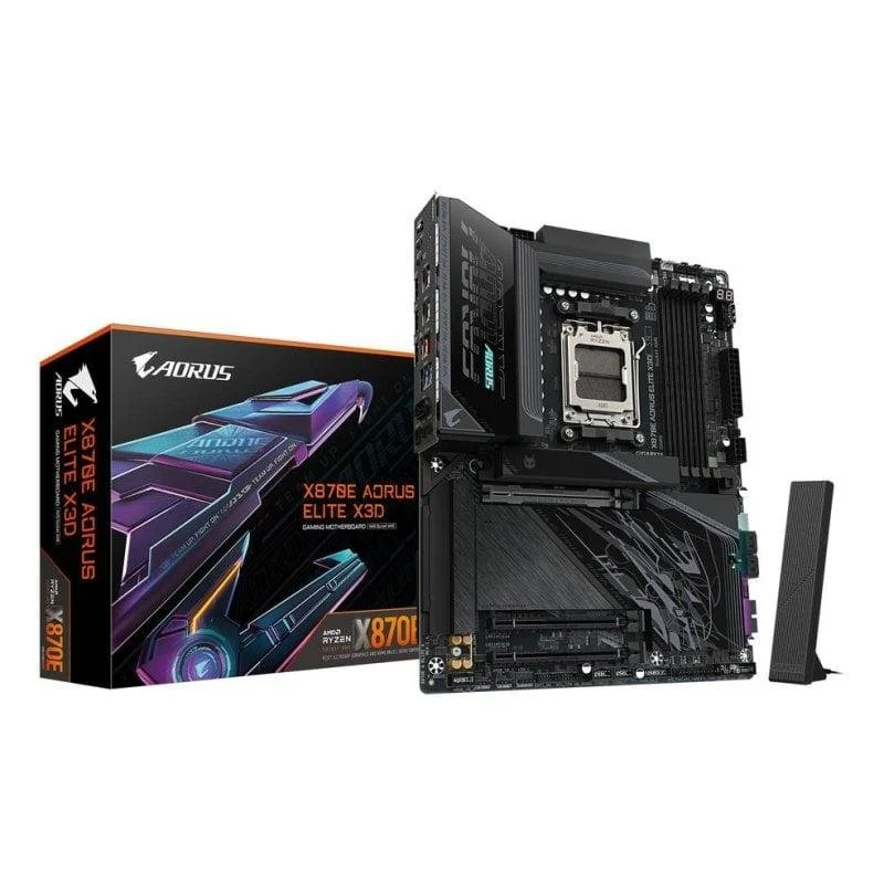 Detalle de Gigabyte X870E AORUS ELITE X3D: placa base AM5 DDR5 con PCIe 5.0, WiFi 7 y USB4
