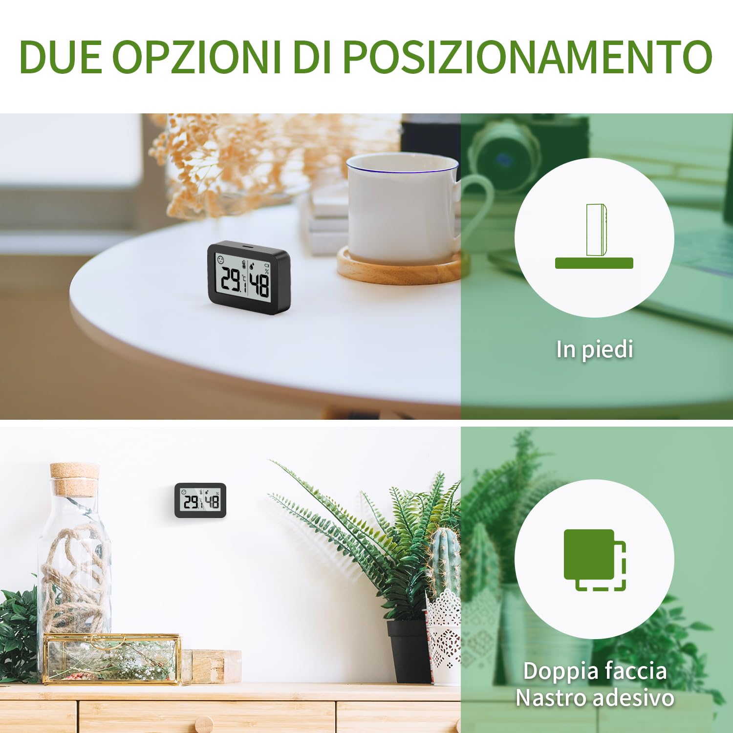 Thumbnail 2 de DOOMAY Mini igrometro termometro da interno con lettura digitale e conversione °C/°F (4,5 cm)