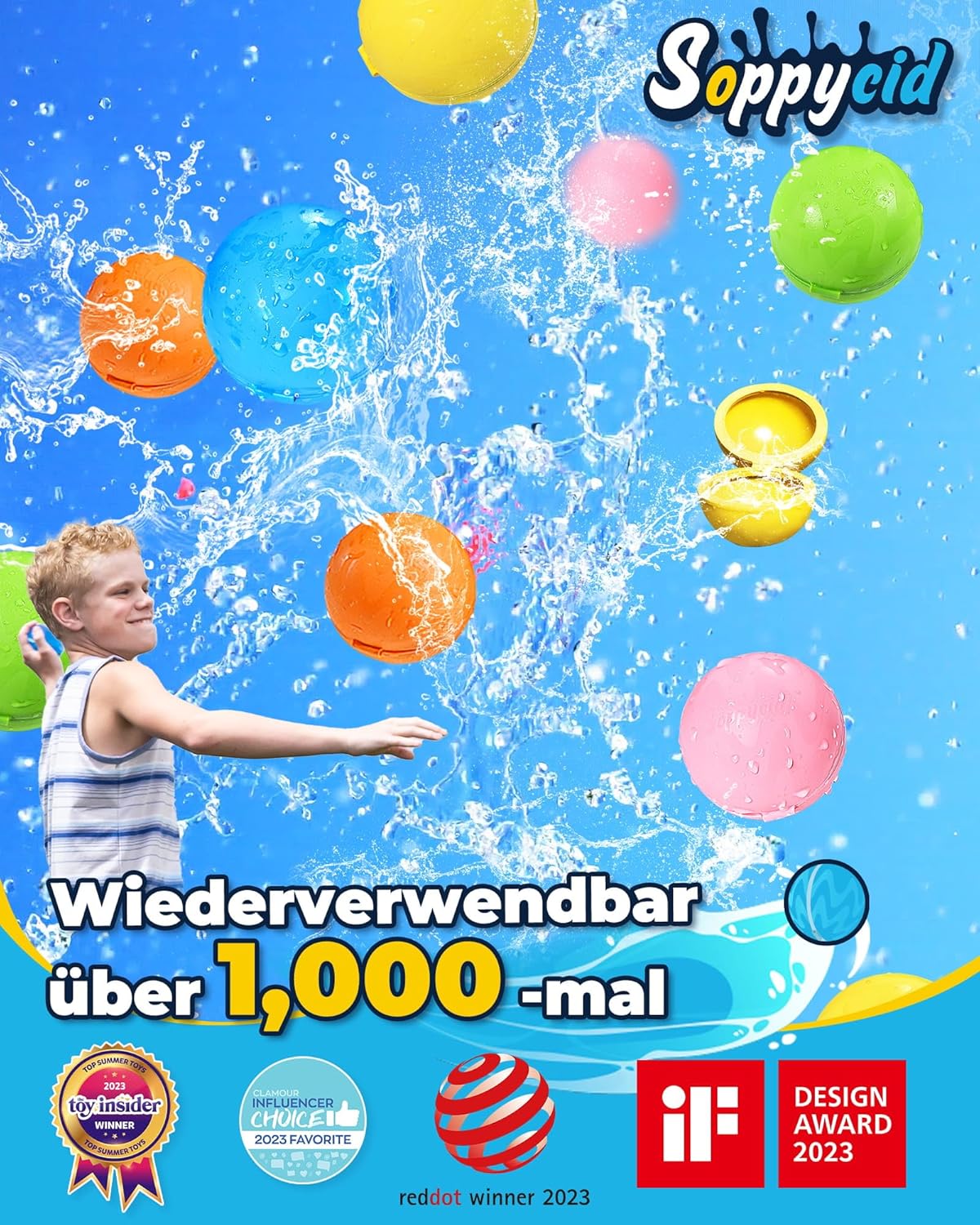 Detalle de Wasserbomben Wiederverwendbar Selbstschließend – 15 Stück Silikon-Wasserbomben, magnetisch, ab 3 Jahren
