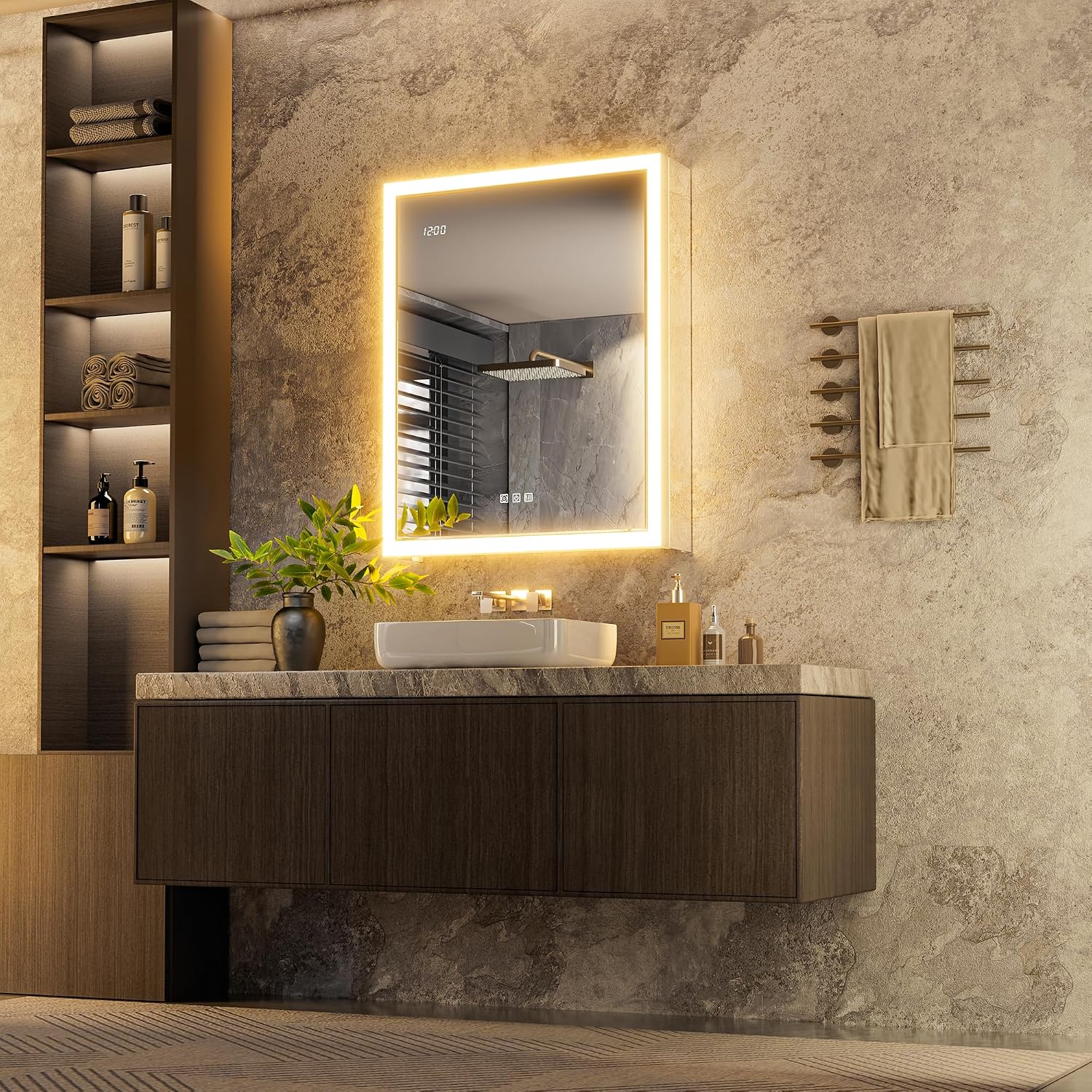 Detalle 2 de QueenFun 111 Lighted Medicine Cabinet, 24 x 30, Dimmable LED Mirror