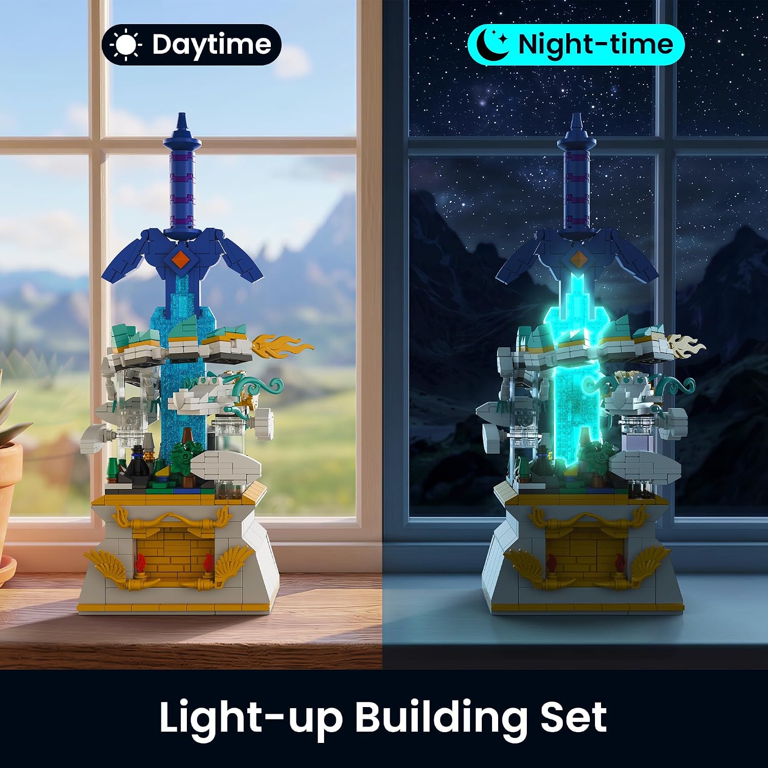 Detalle de Sillbird Fantasy Sword and Dragon Building Set, 725pcs — Glow-in-the-Dark Collectible Model
