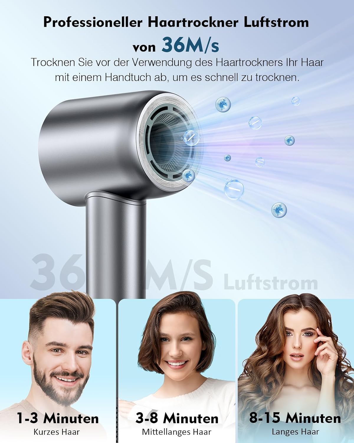 Thumbnail 4 de Föhn Hochgeschwindigkeits 160.000 U/min, leise, mit Diffusor 💇♀
