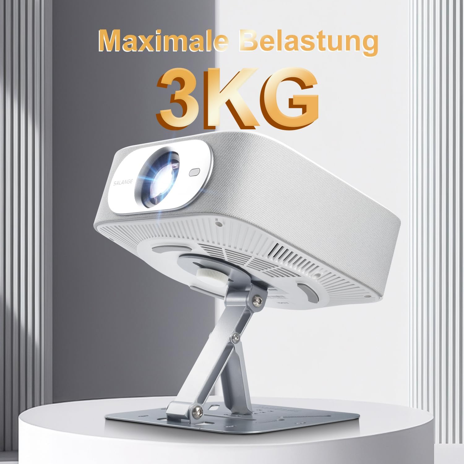 Detalle de Salange Beamer-Ständer (Wall/Decke), ultrakompakt, bis 2,3 kg, 180° drehbar – für 1/4-Zoll-Schraubschnittstelle