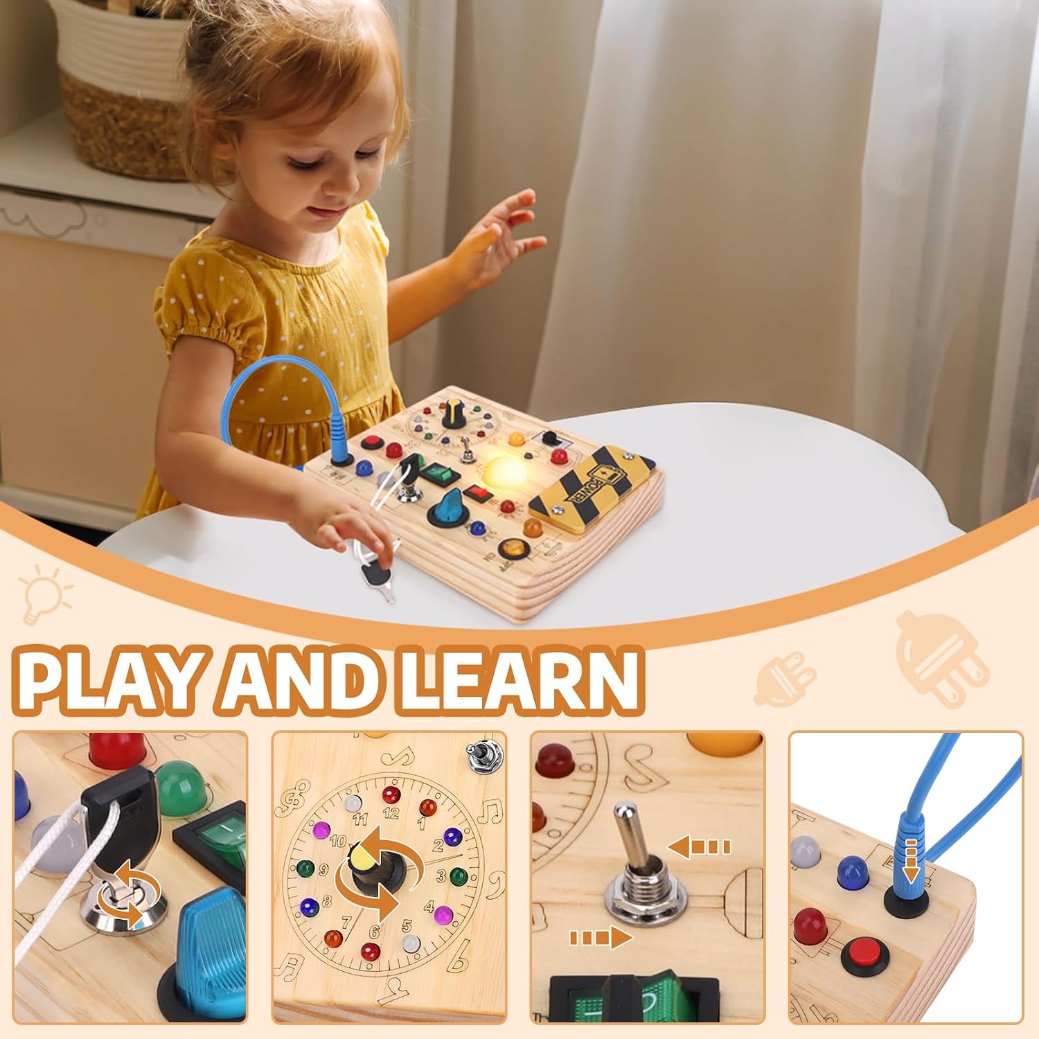 Detalle de Konijiwa Busy Board Montessori Activity Board