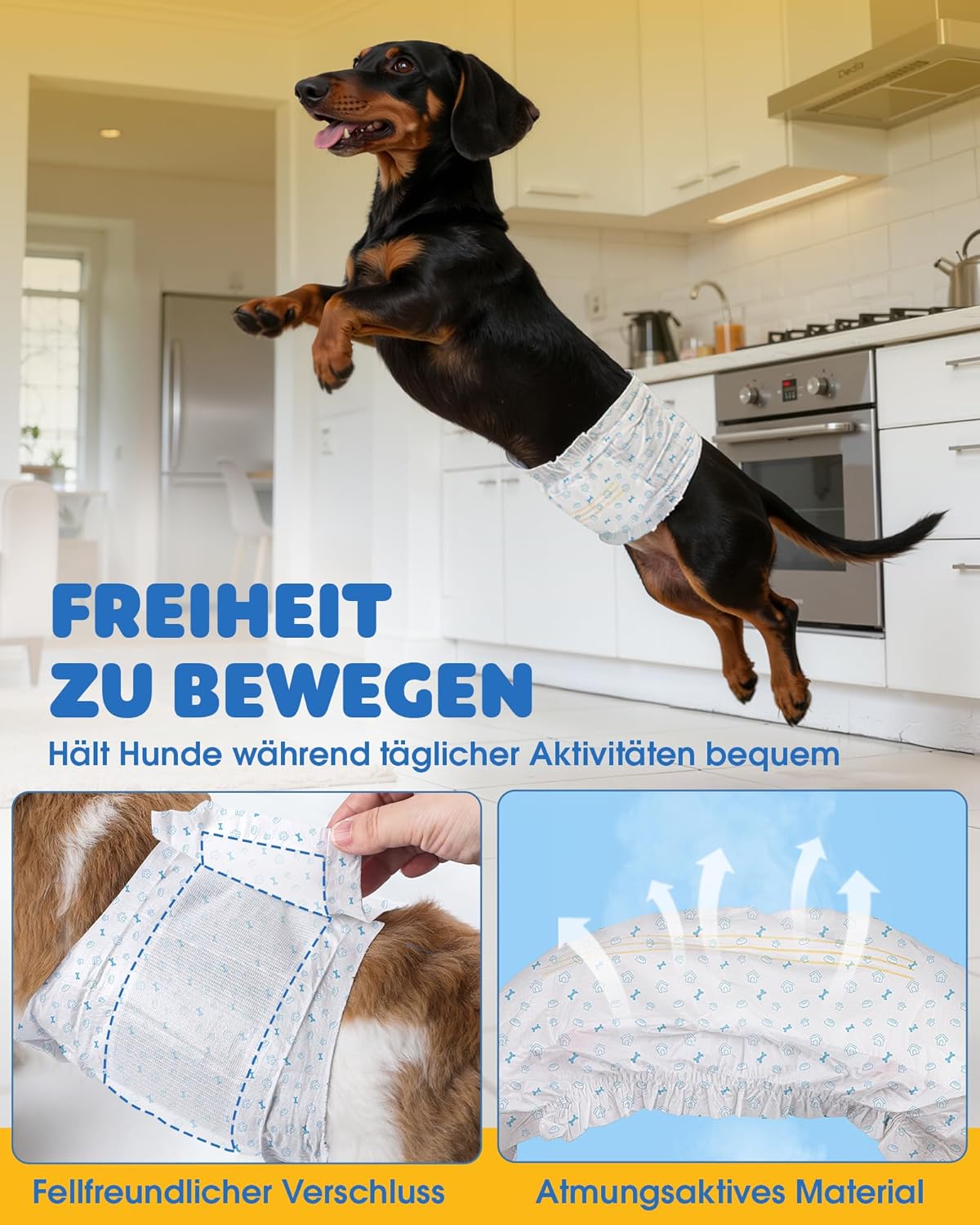 Detalle de Powools Hundewindeln für Rüden – 96 Stück, auslaufsicher & komfortabel (Small)