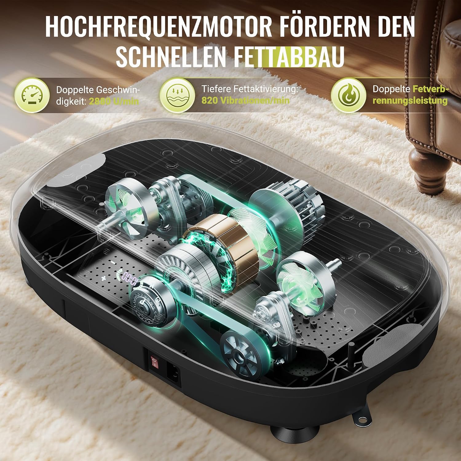 Detalle de FLYBIRD Vibrationsplatte mit Fernbedienung und einstellbarer Geschwindigkeit (Tragkraft 150 kg)