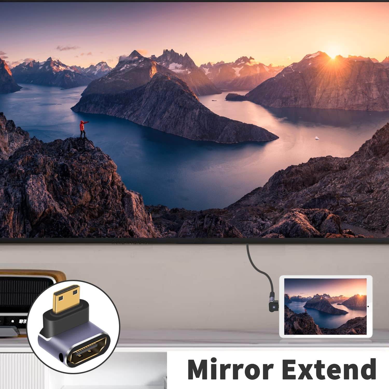 Thumbnail 3 de Maxhood Mini HDMI to HDMI Adapter 8K (2 Pack) – Up and Down Angled, 90° Mini HDMI Male to HDMI Female