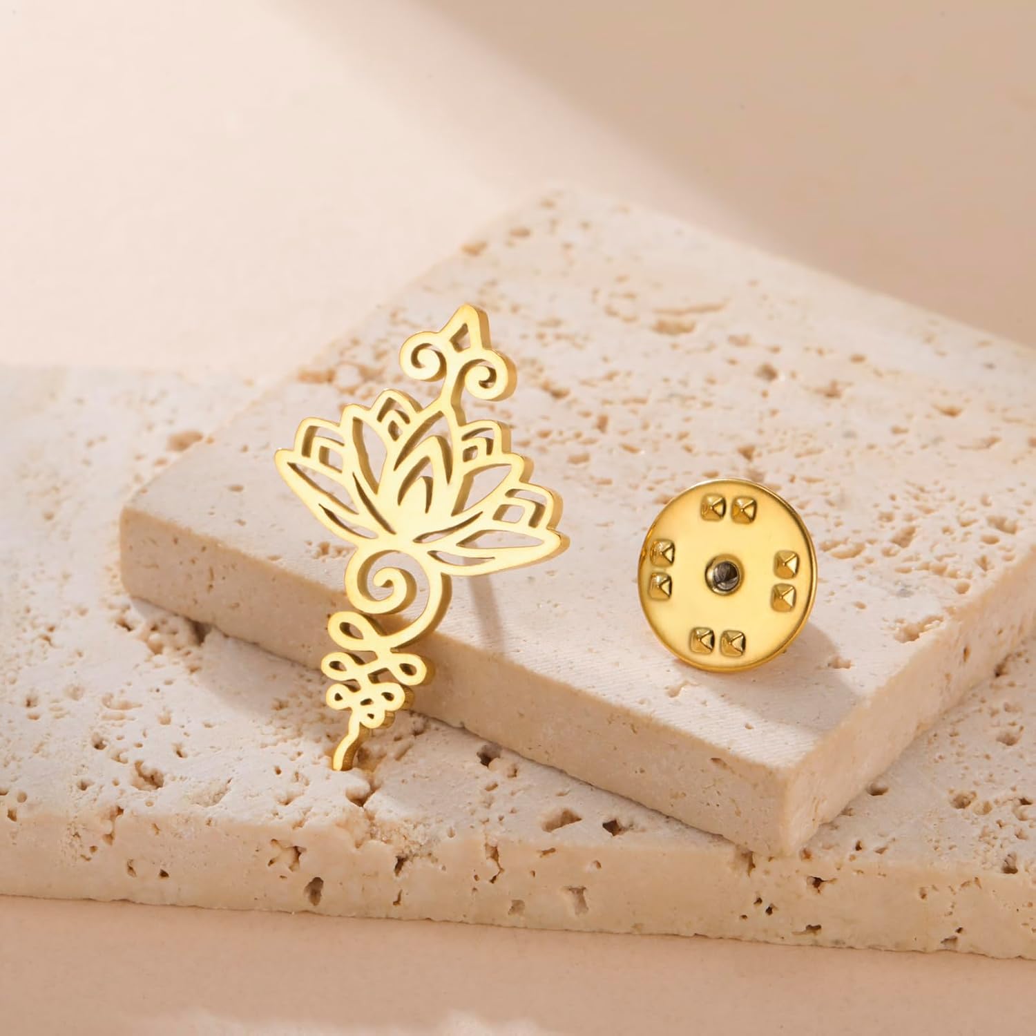 Thumbnail 2 de Dreamtimes Broche Fleur de Lotus Unalome en acier inoxydable