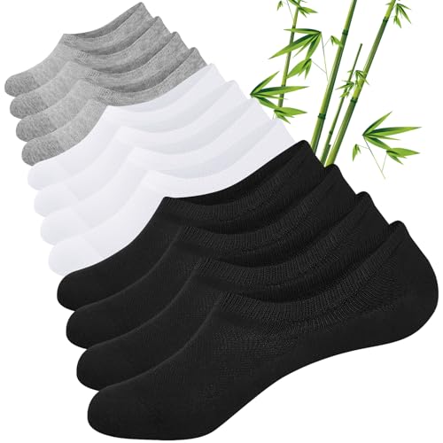 Detalle de Cirlorld Bamboo No Show Socks for Men & Women – 6 Pairs, Non-Slip Multicolour 12-15