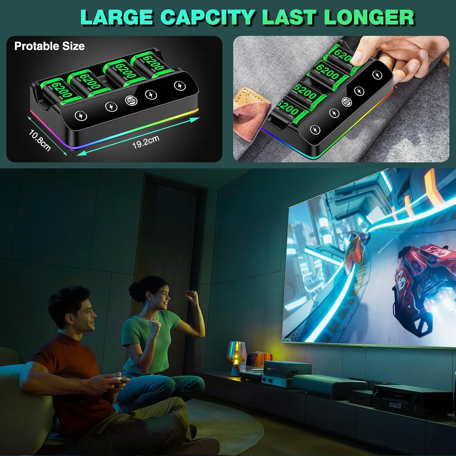 Thumbnail 5 de HEYLICOOL 4X 6200mWh rechargeable battery pack for Xbox controllers