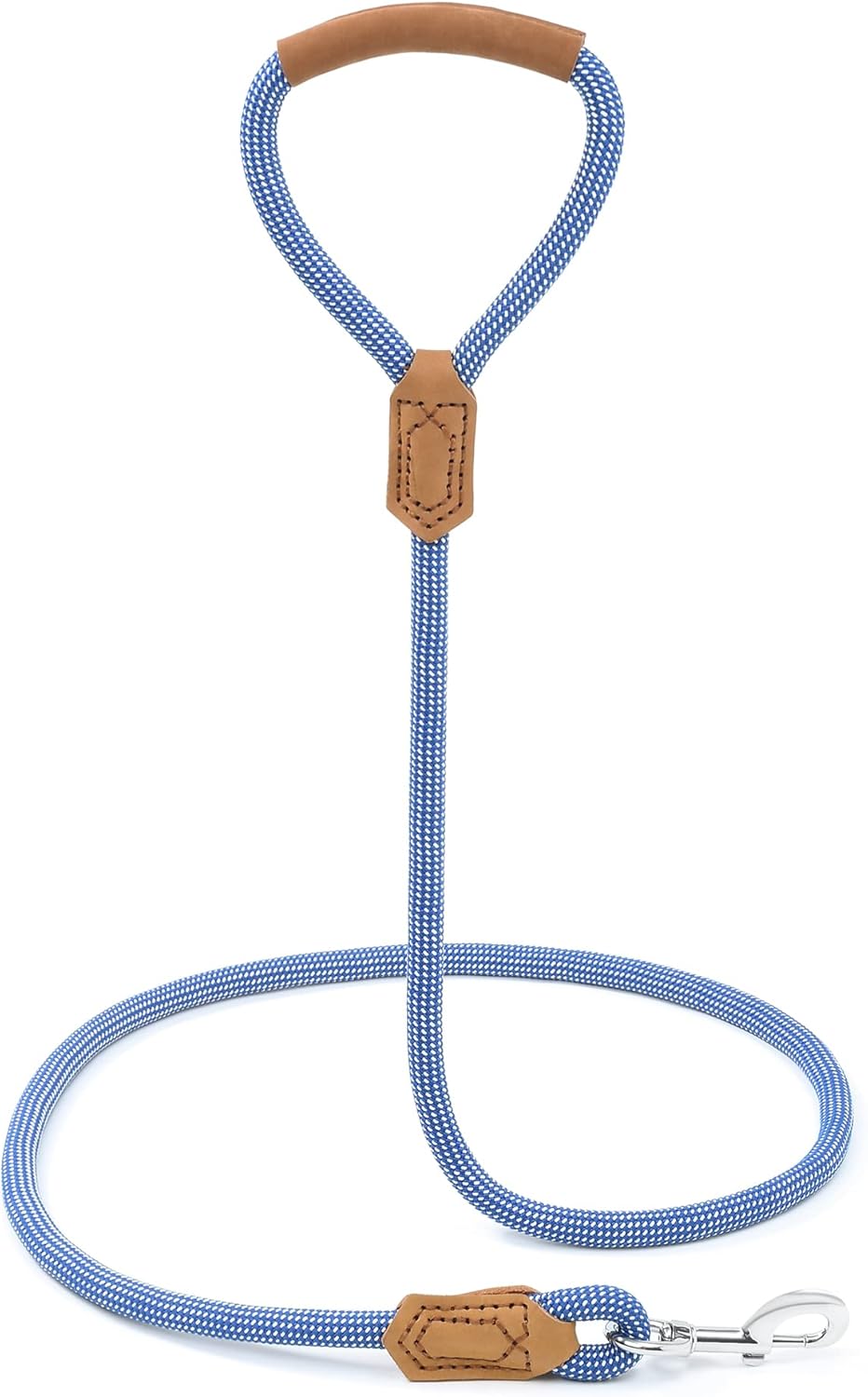 Thumbnail 6 de Mile High Life Premium Leather Dog Leash with 1/2-inch Rope, Zinc Alloy Swivel Clasp (48-inch, Blue/White)