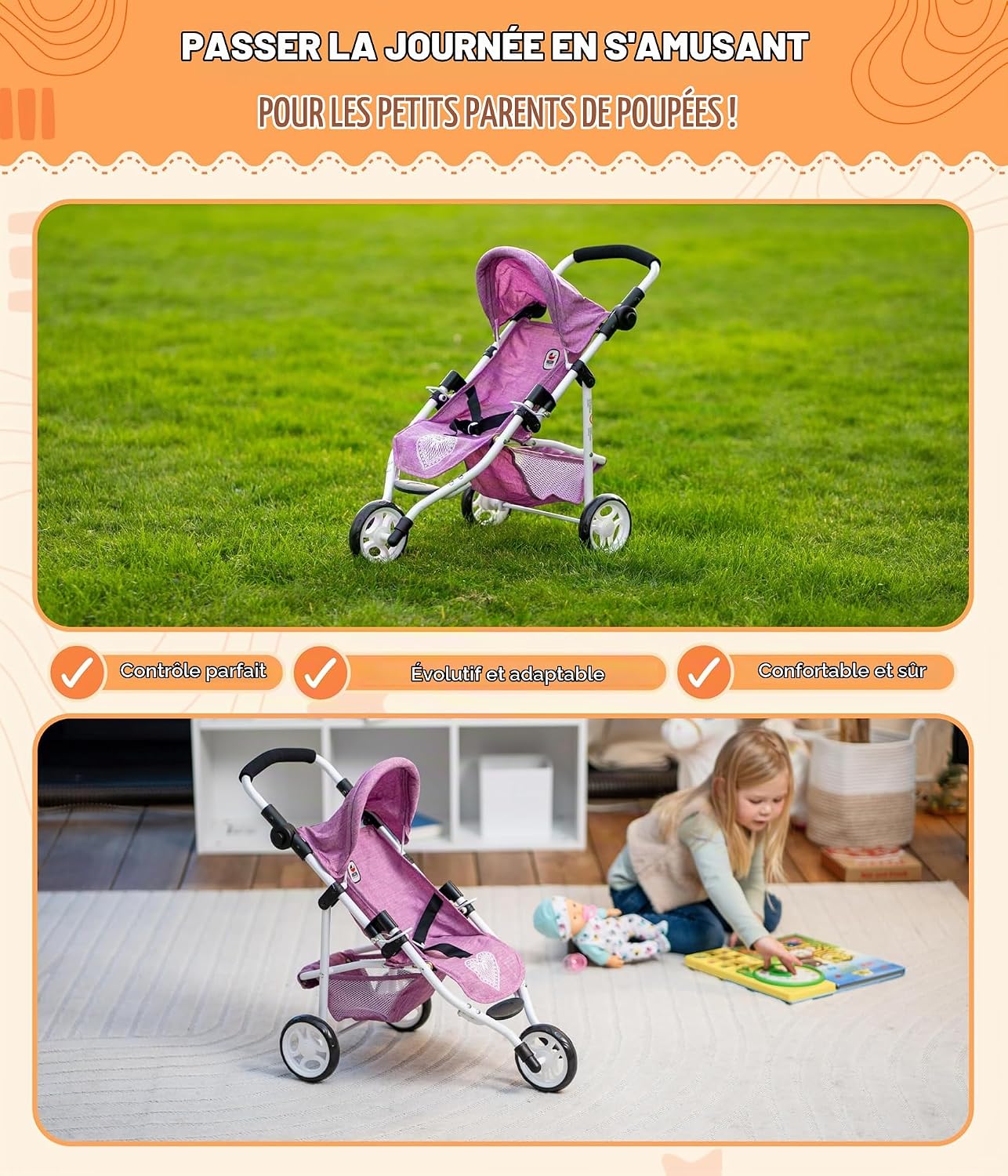 Thumbnail 3 de Bayer Chic 2000 -61215 Lola joggingpoppenwagen, verstelbare duwstang