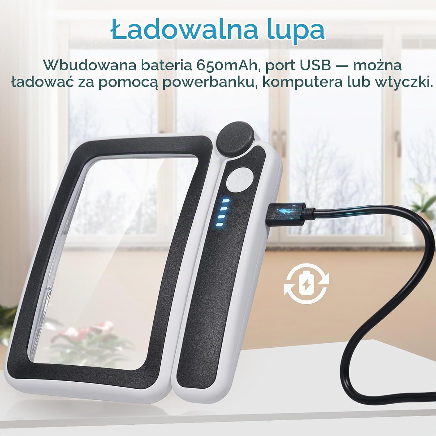 Detalle 2 de Sonew 4× lupa ręczna LED do czytania, składana, z 3 poziomami jasności