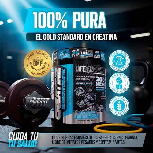 Detalle de Life Pro Creatina Monohidratada 200 Mesh Micronizada 500 g – pureza 99,9% para mayor resistencia y recuperación