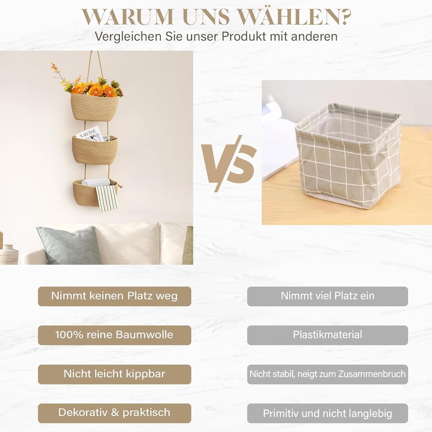 Thumbnail 3 de TeoKJ Türhängekorb 3-stöckig Wandorganizer Honigfarbe