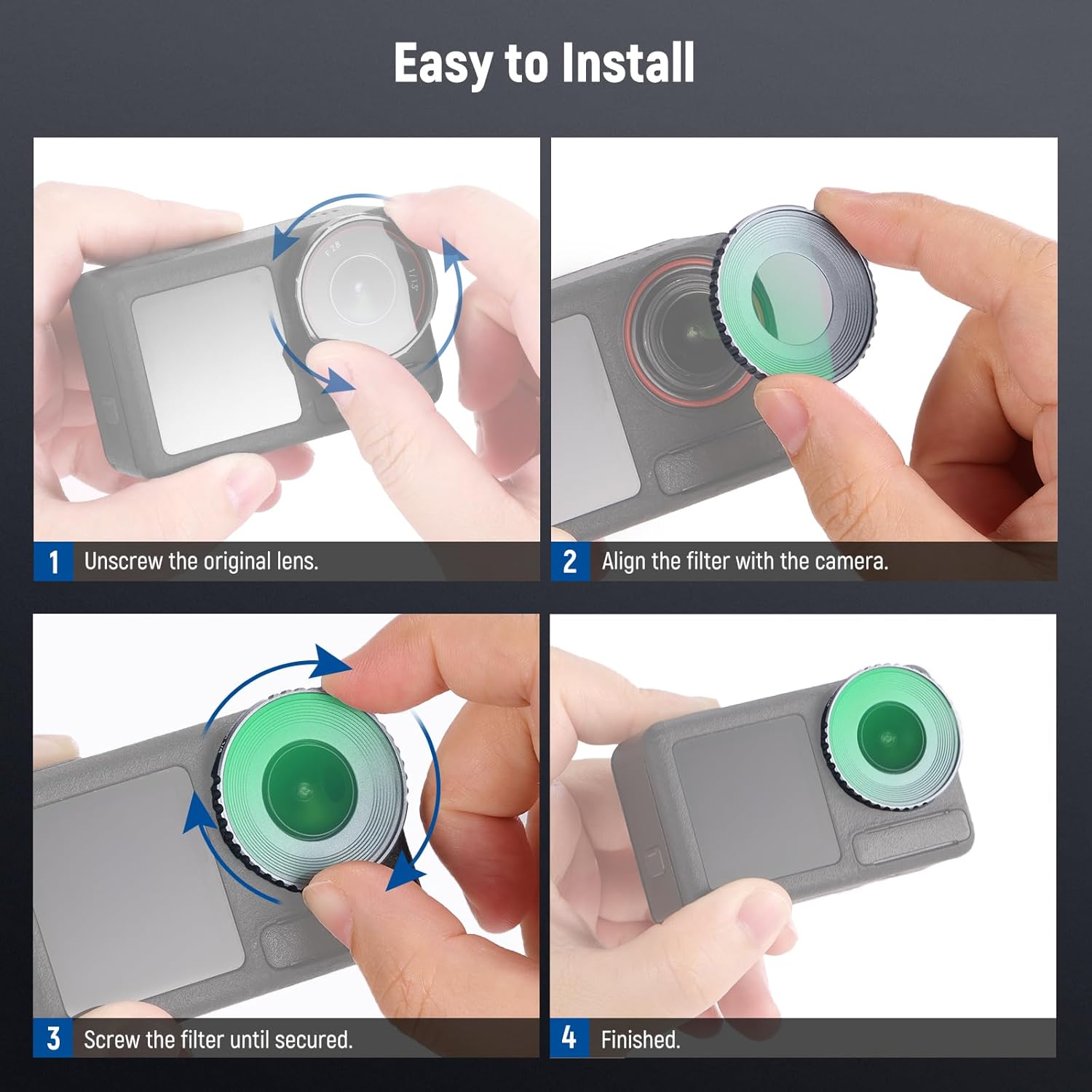 Thumbnail 6 de NEEWER Black Mist Diffusion 1/4 Filter (FL-N50) for DJI Osmo Action 5 Pro & 4