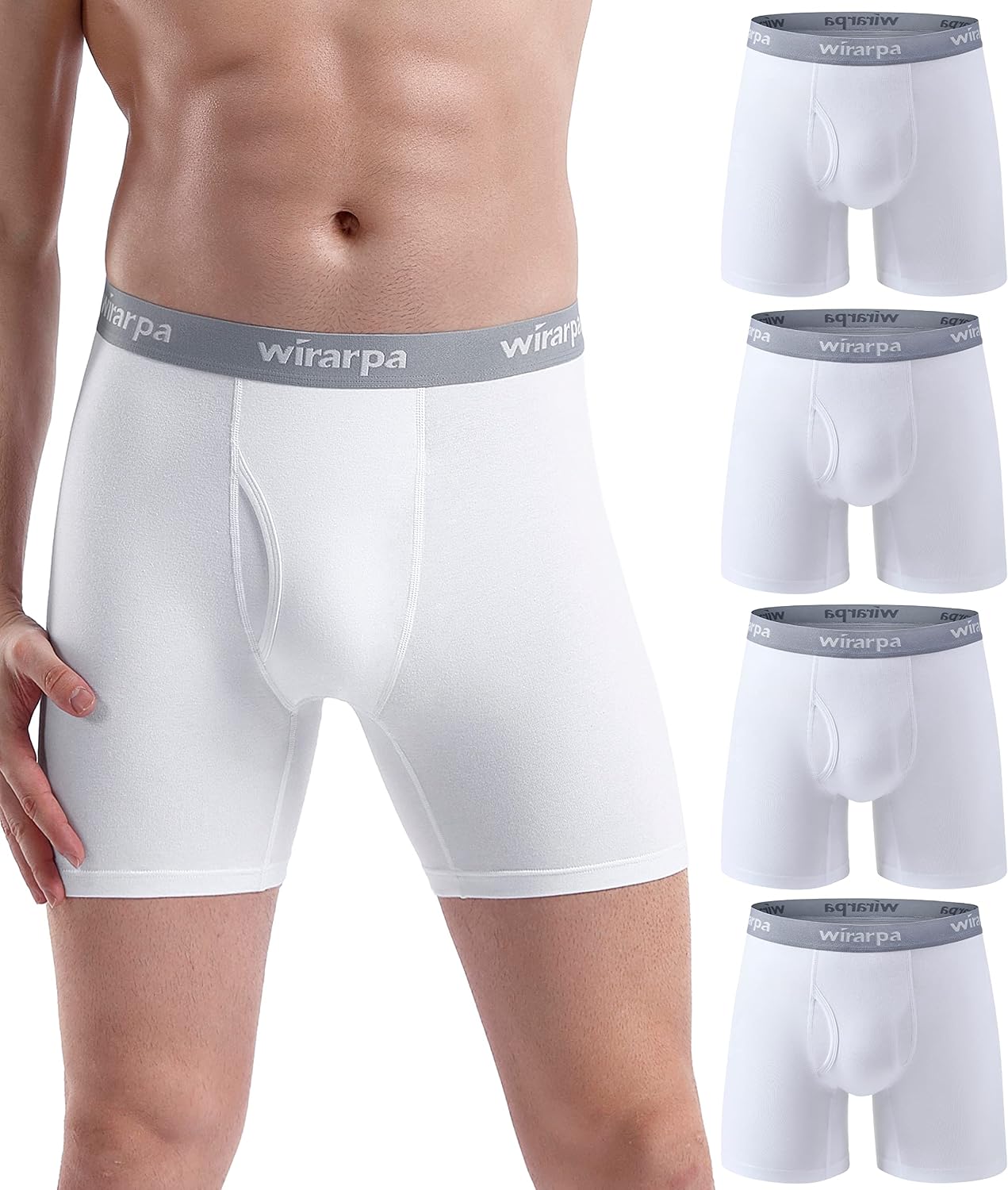 Detalle de wirarpa Men's Cotton Stretch Trunks Open Fly 4 Pack ⛶