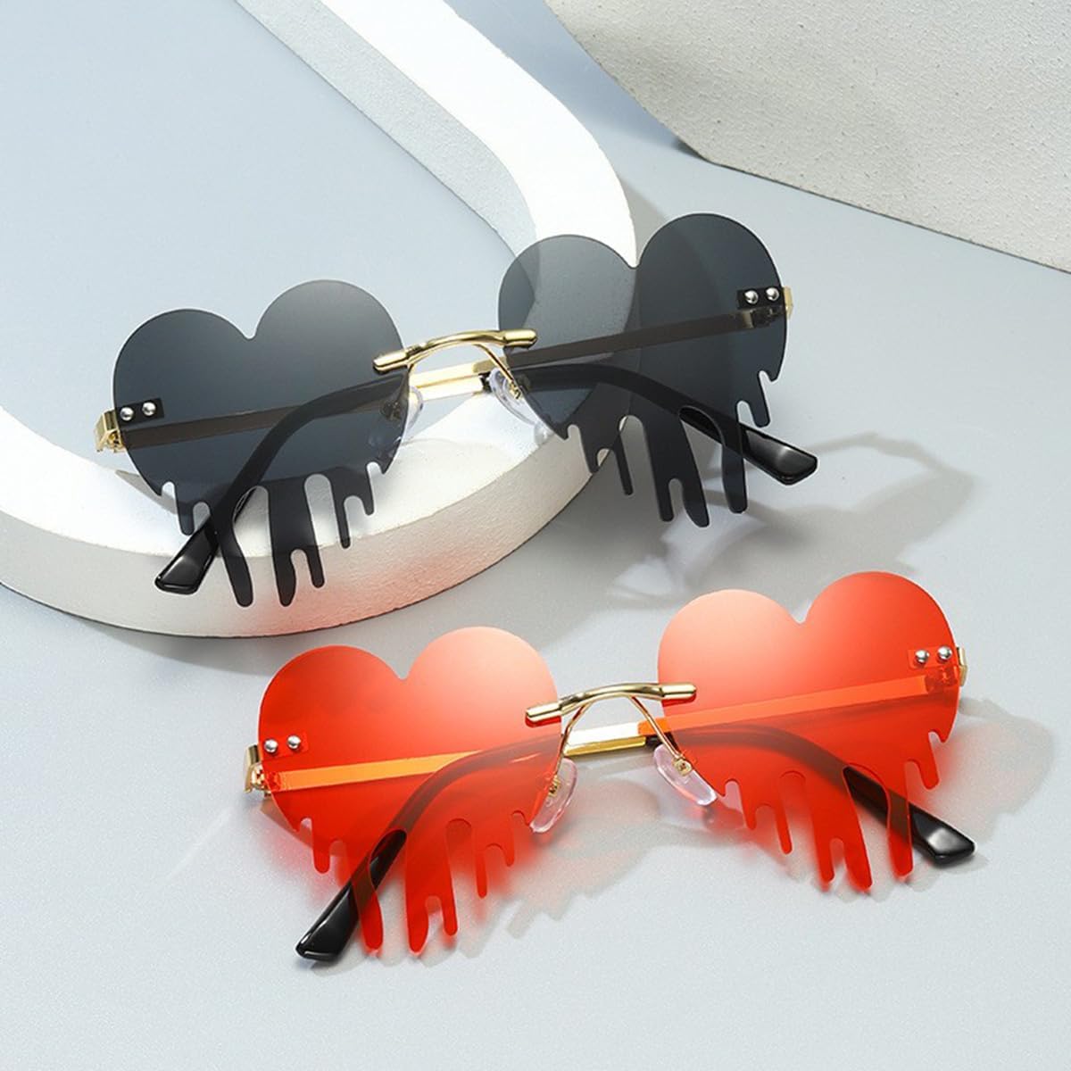 Thumbnail 6 de Musivon Rave Herz Sonnenbrille im 2er-Set – Festivalbrille mit Herz-Design
