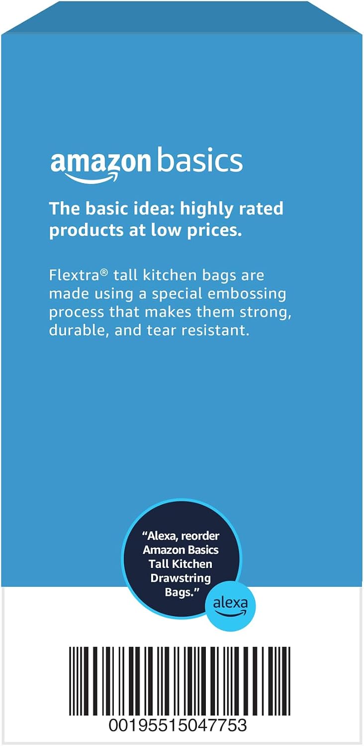 Thumbnail 5 de Amazon Basics 13 Gallon Tall Kitchen Drawstring Trash Bags with Flextra Strength