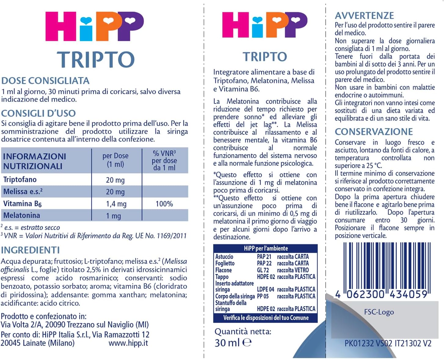 Thumbnail 1 de HiPP TRIPTO - Integratore per il sonno dei bambini: triptofano, melatonina, melissa e Vitamina B6 (flacone 30 ml)