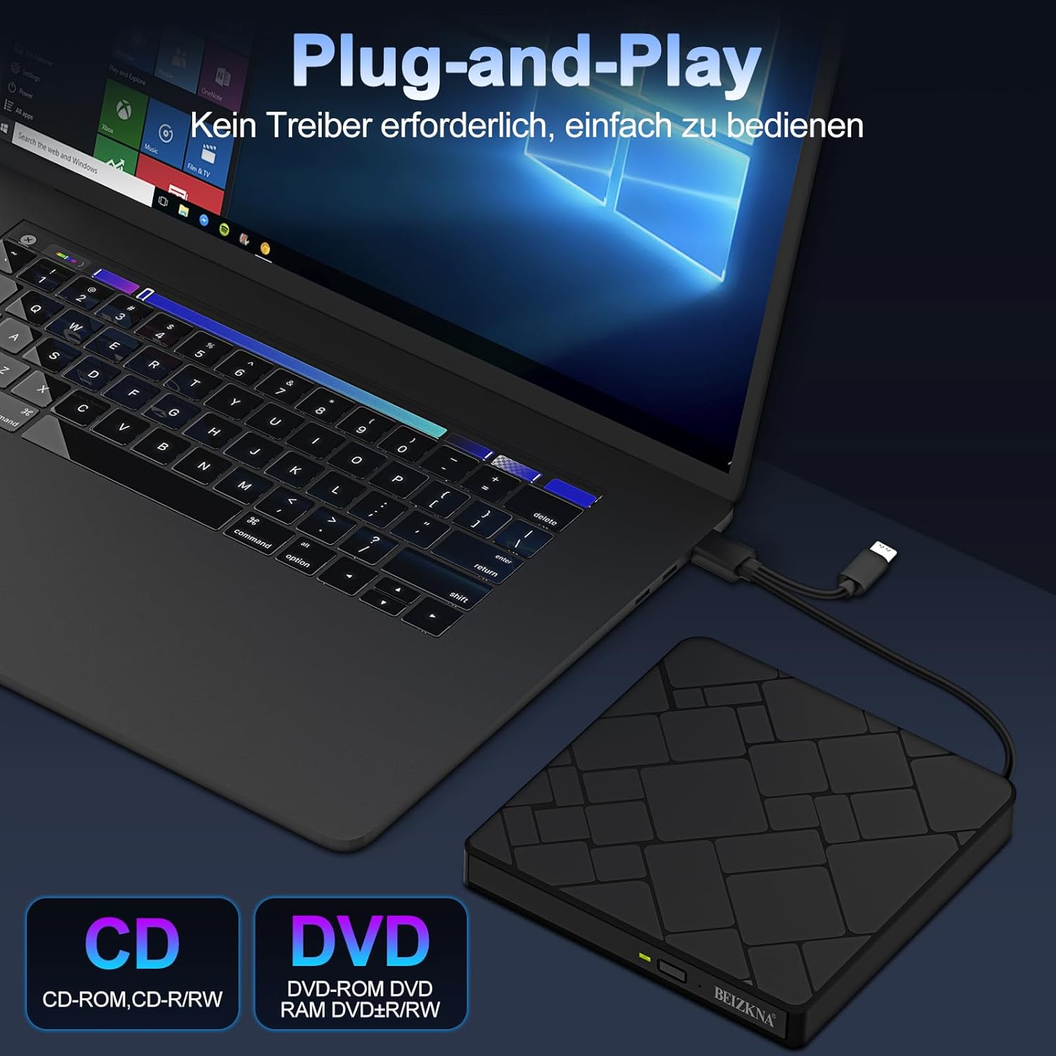 Detalle 2 de Externes CD DVD Laufwerk USB 3.0 📀