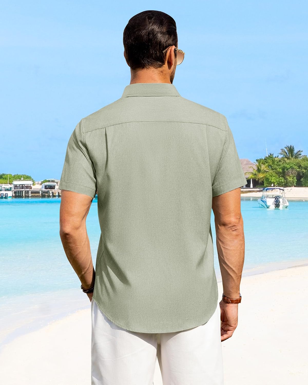 Thumbnail 4 de Alimens & Gentle Men’s Linen Shirt, Short Sleeve, Regular Fit, with Pocket – Summer Casual