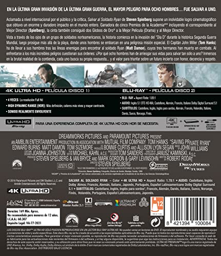 Detalle 2 de Salvar Al Soldado Ryan Blu-ray 4K Ultra-HD 📀