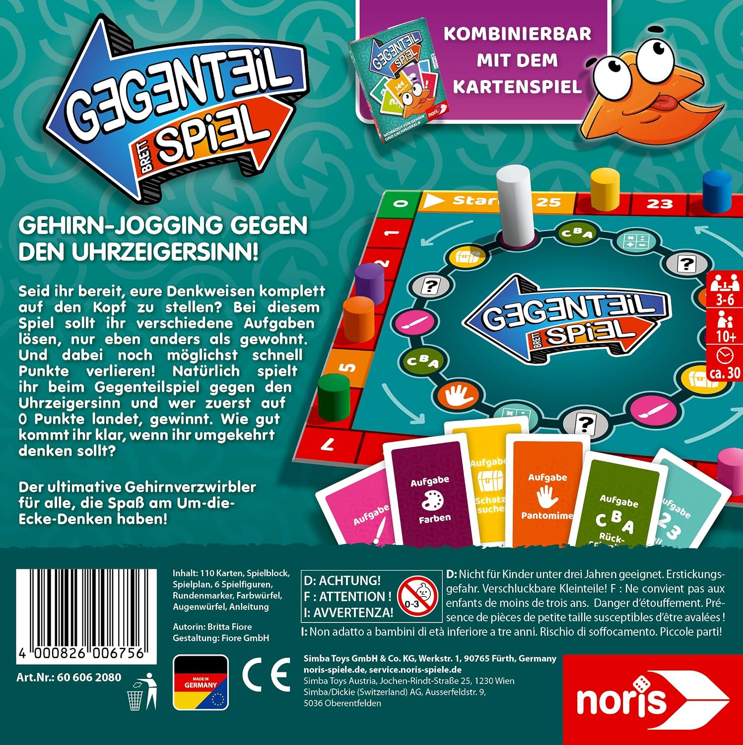 Detalle 2 de noris Gegenteil Spiel (Brettspiel ab 10 Jahren) – Kombi-Gedanke für 3–6 Spieler