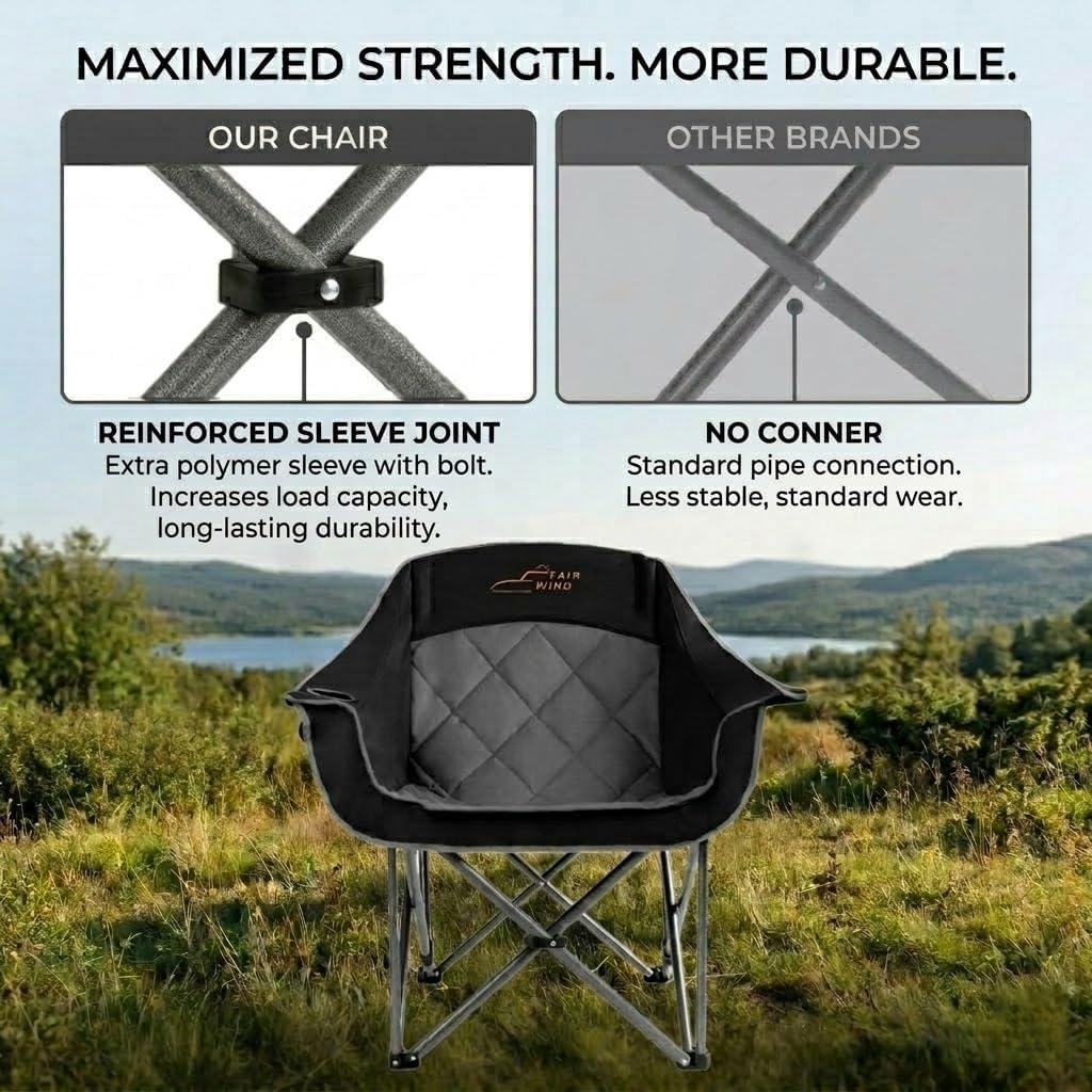 Thumbnail 6 de FAIR WIND Oversized Padded Camping Chair 450 lbs