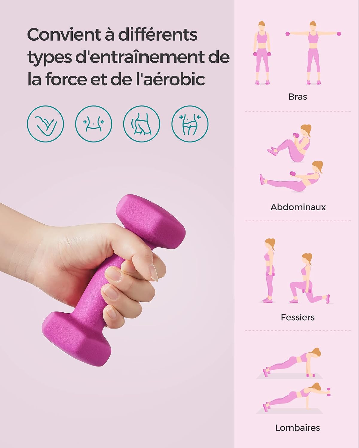 Detalle de Haltères hexagonaux SONGMICS – Lot de 2 avec revêtement néoprène pour entraînement à domicile