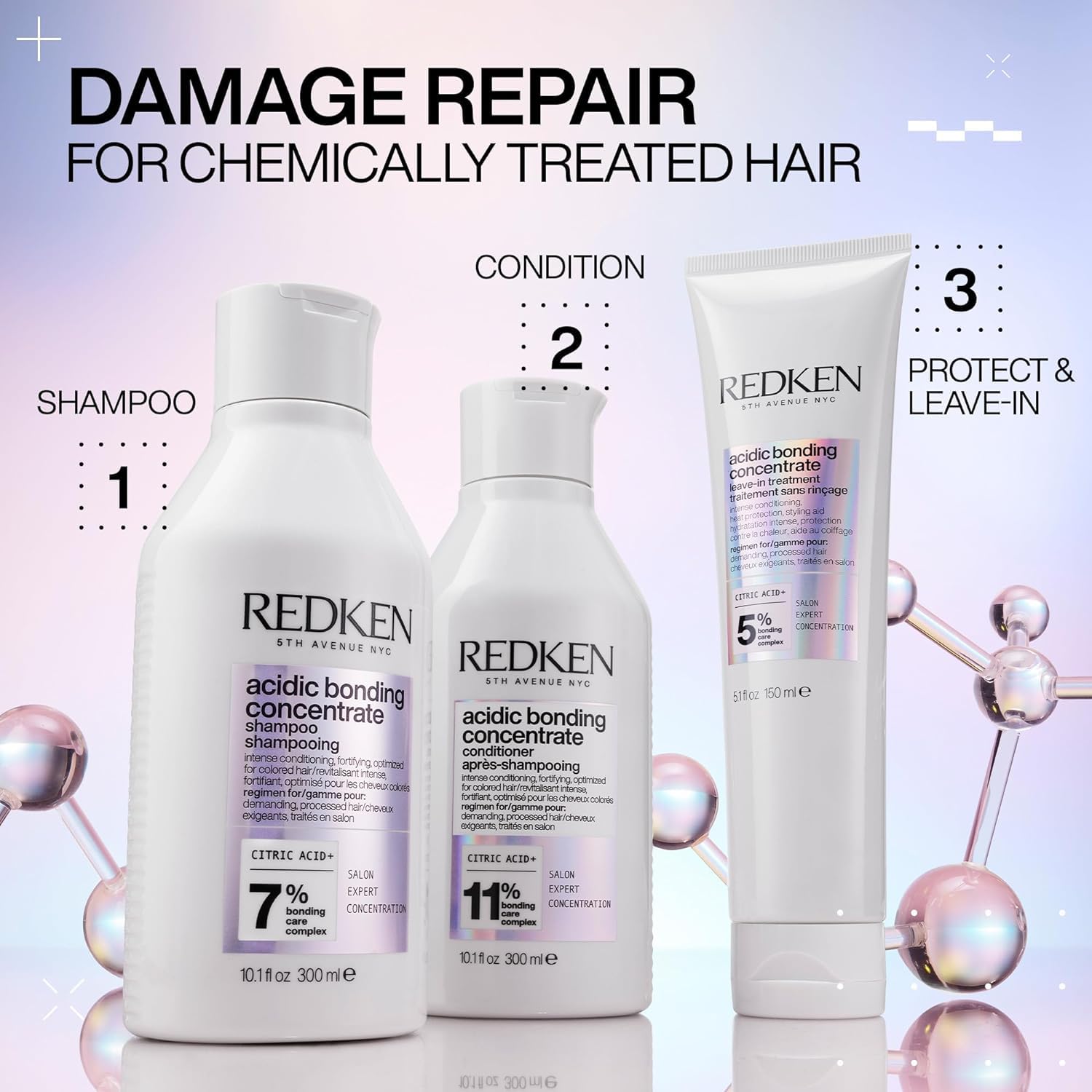 Detalle de Redken Acidic Bonding Concentrate Shampoo – Pflegendes Haarshampoo mit intensivem Schutz vor Farbverlust (300 ml)