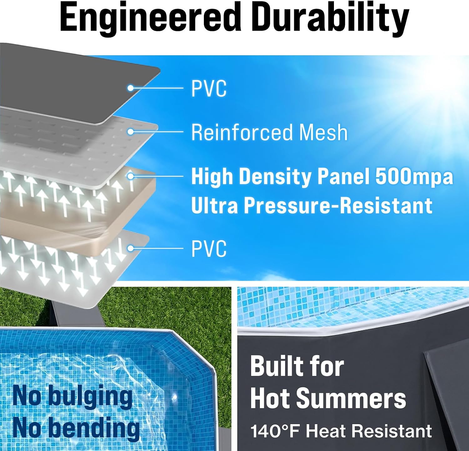 Detalle 1 de Japard Foldable Swimming Pool, 102-Inch