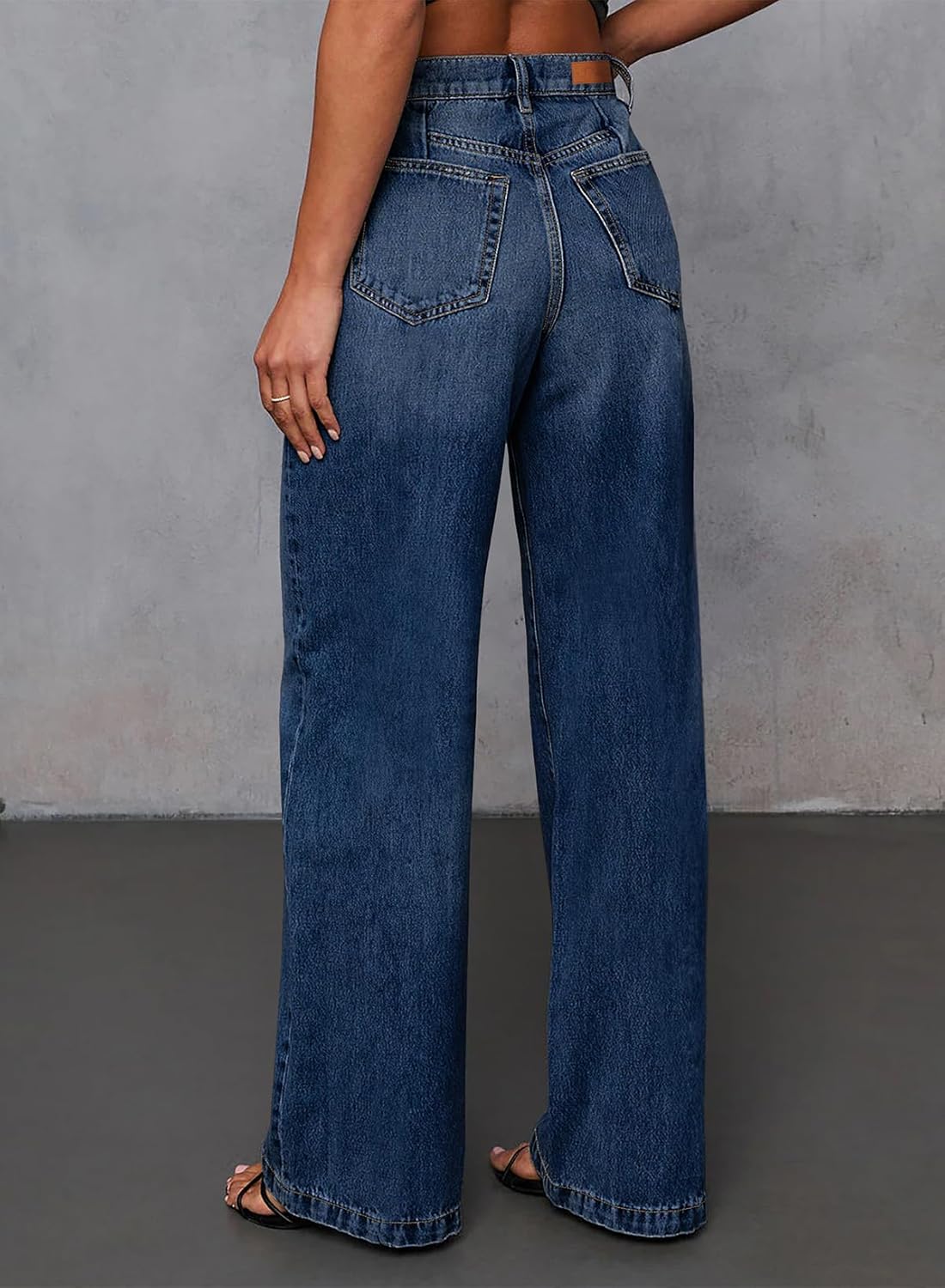 Detalle 2 de Sidefeel Women’s Wide Leg High-Waisted Stretch Baggy Front Seam Jeans
