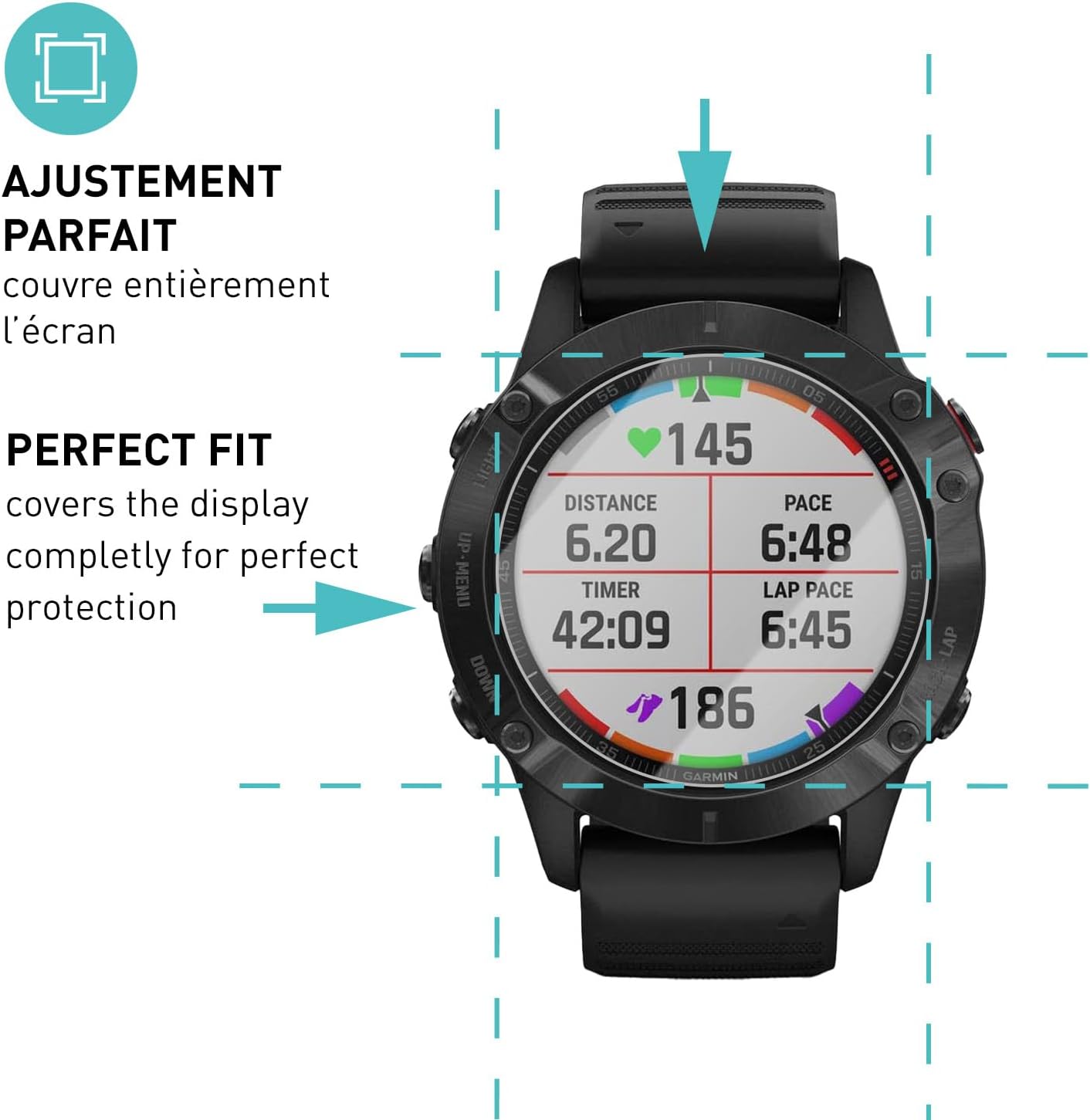 Detalle de smartect 3Pack_Garmin_Fenix_6 gehardglas voor Garmin Fenix 6/6 Pro, 9H