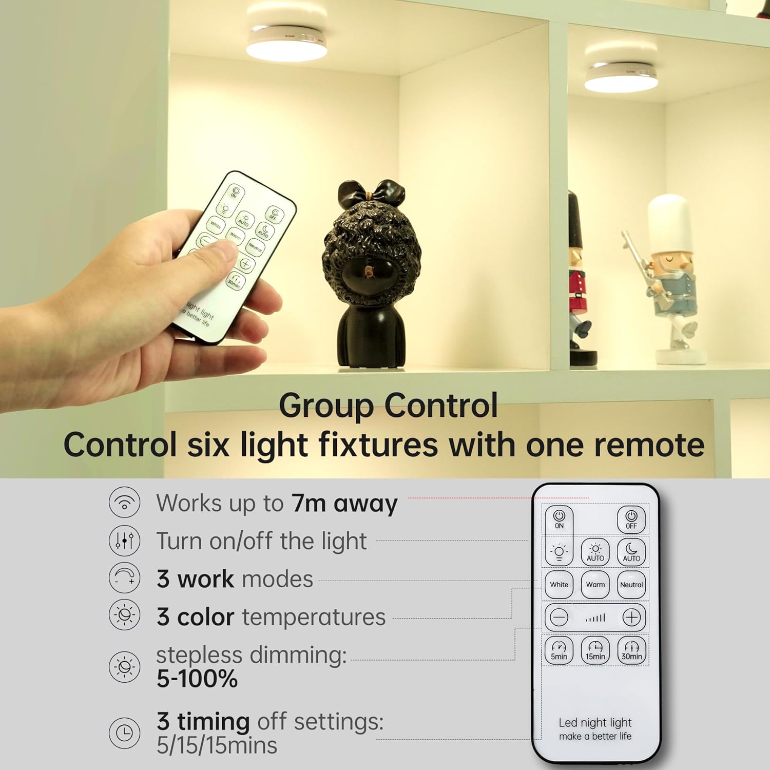 Detalle de Homelist Luces Sensor Movimiento LED✨ con Mando, Pack 6