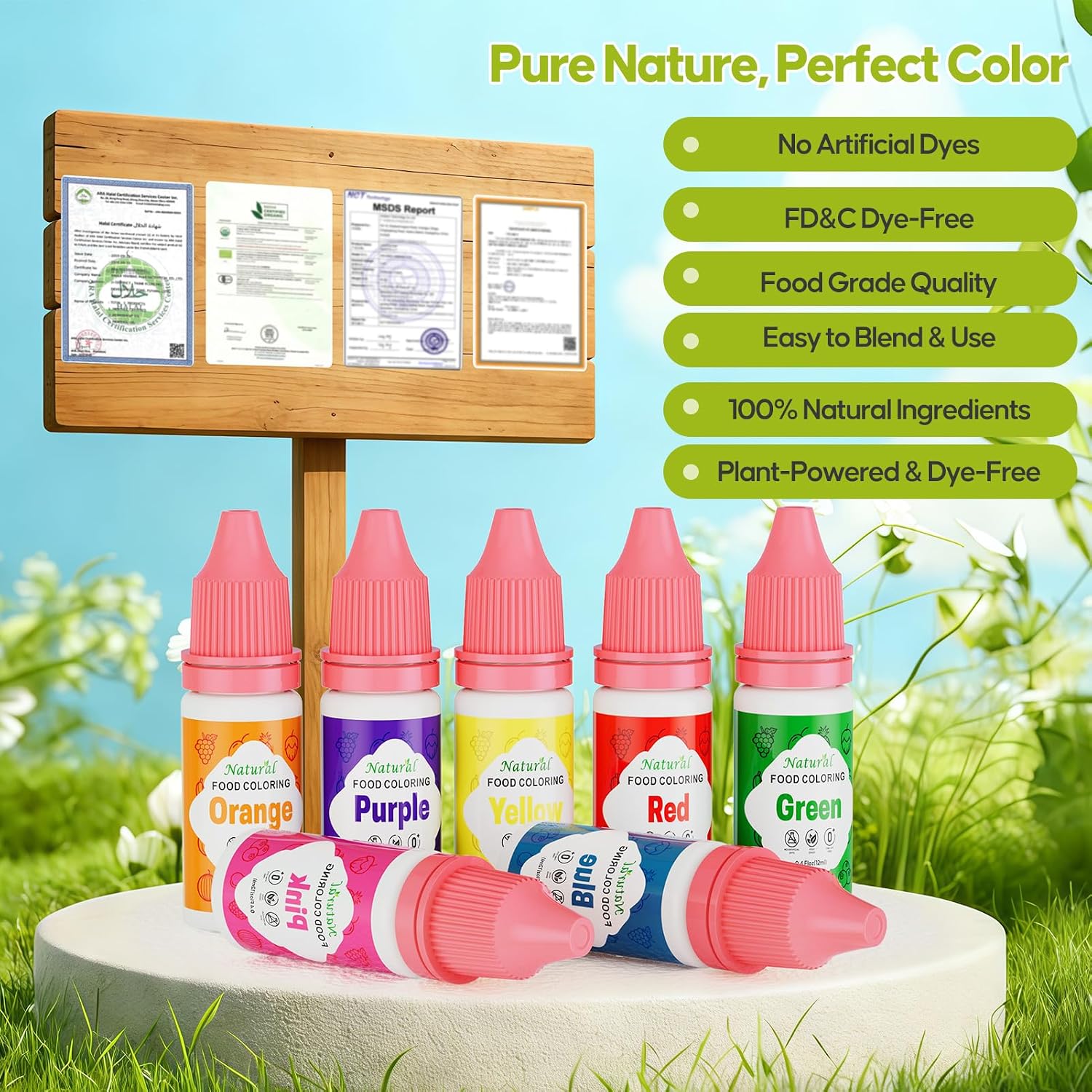 Thumbnail 3 de Nomeca Natural Food Coloring Set, 7 x 12 mL Bottles, FD&C Dye-Free