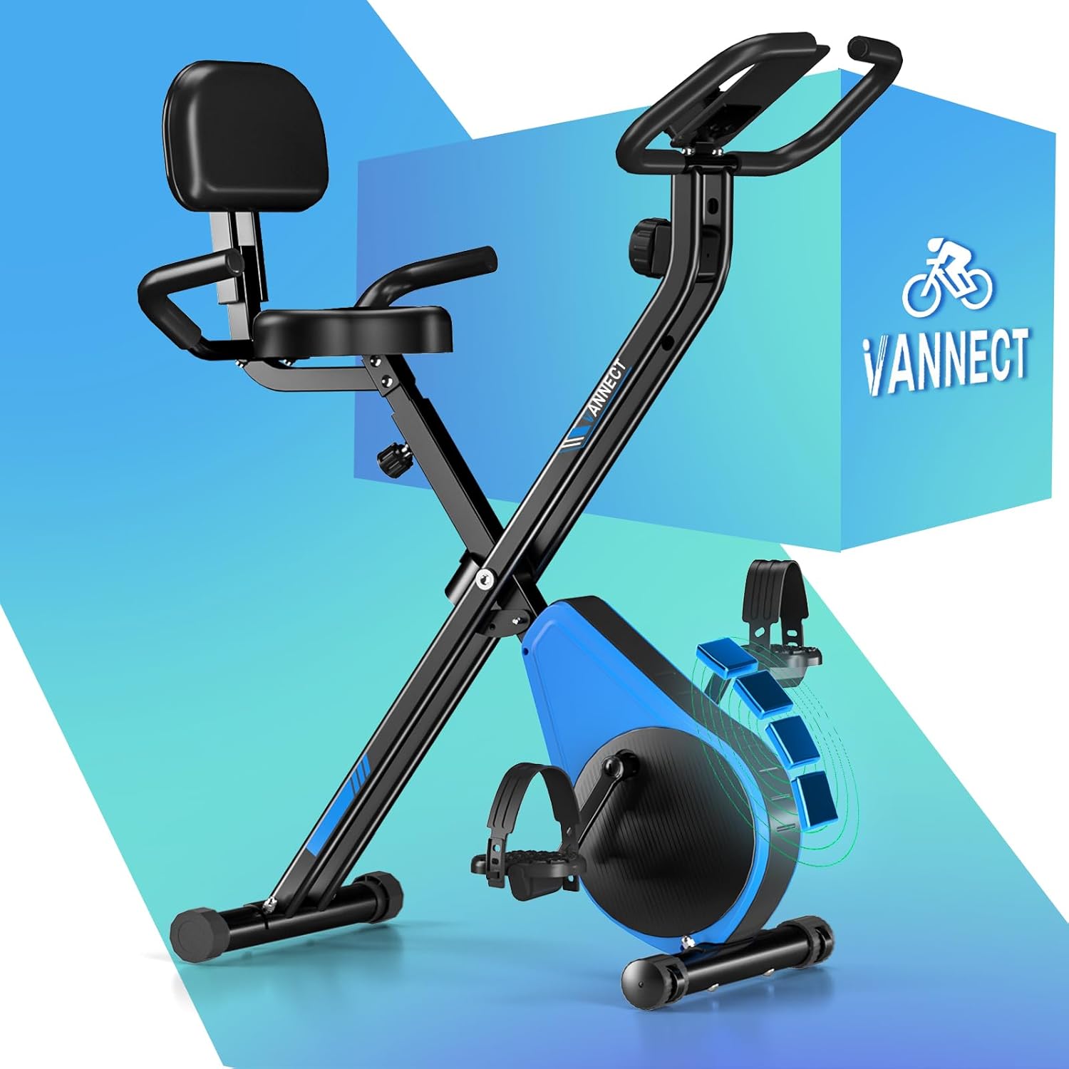 vannect Heimtrainer Fahrrad klappbar mit 16 Stufen Magnetwiderstand, Pulssensor & LCD