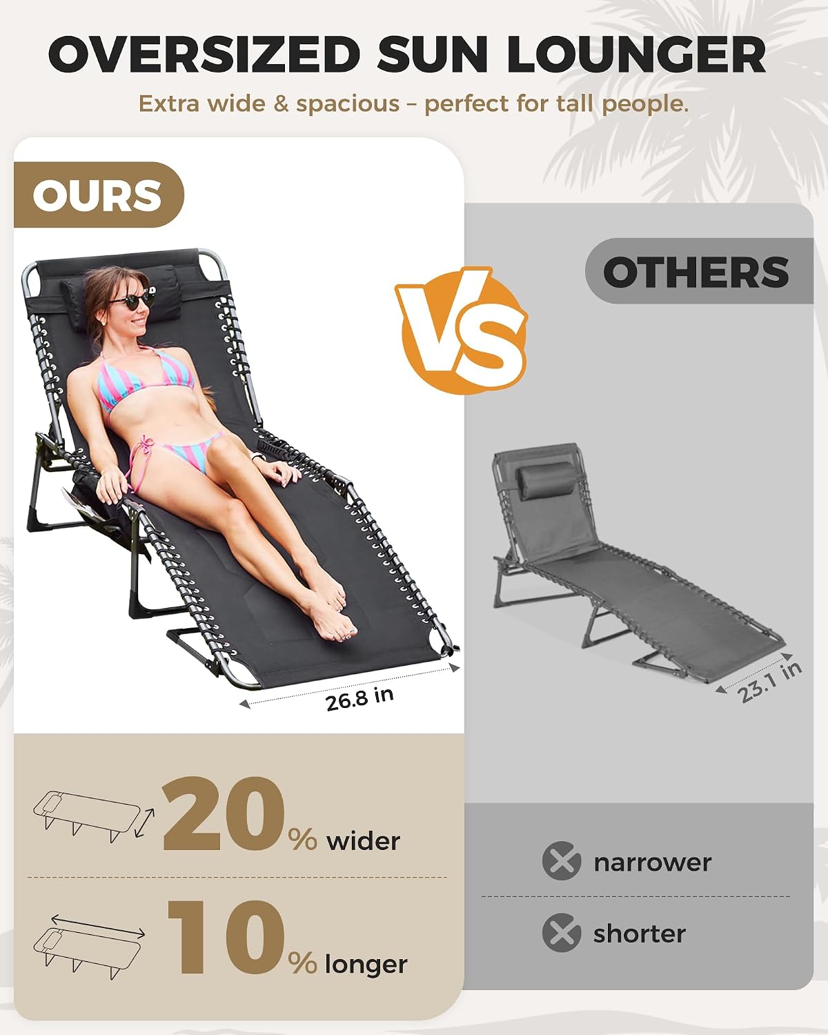 Thumbnail 5 de KingCamp Oversized Padded Sun Lounger for Garden – 200 kg Heavy Duty, 5-Position Adjustable Backrest