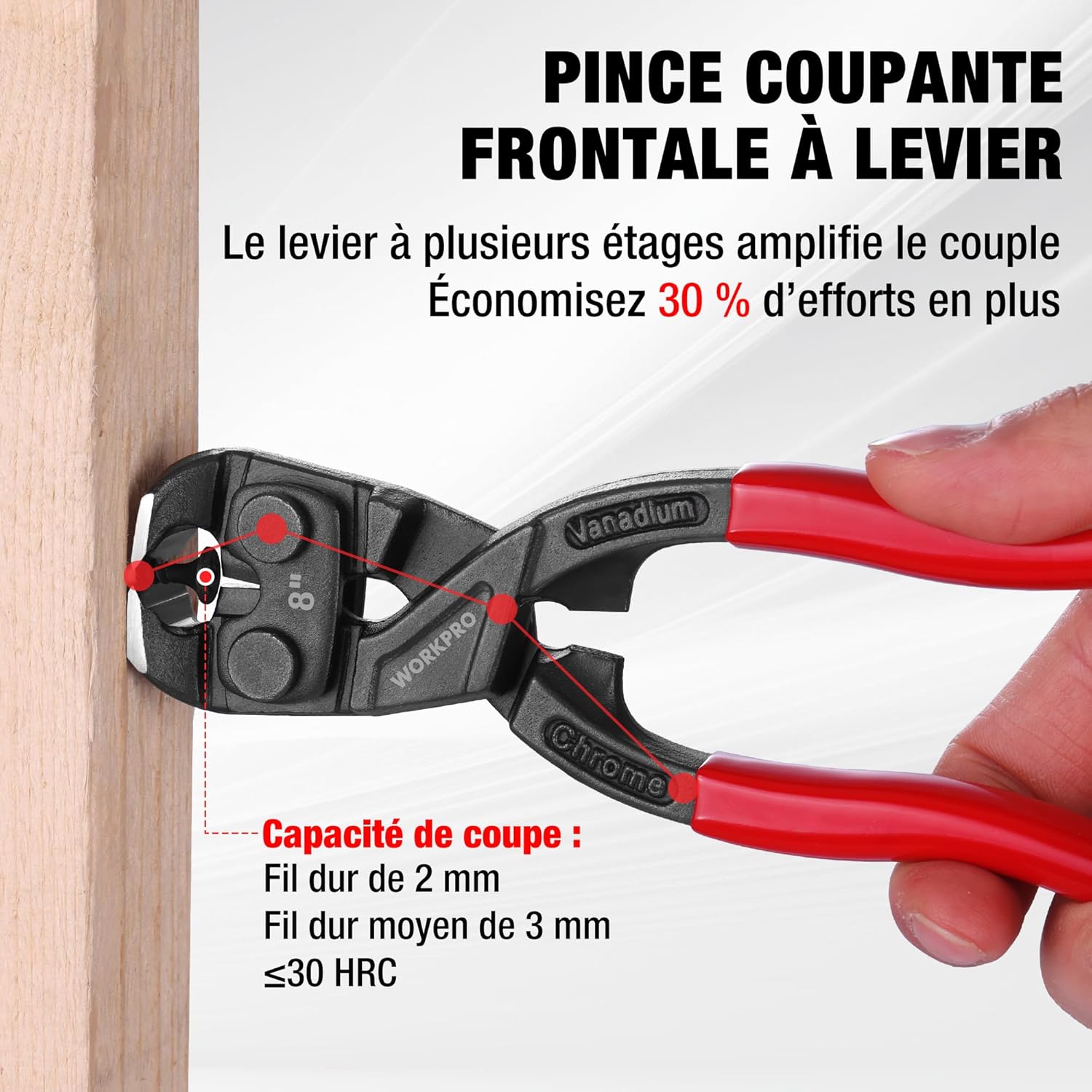 Detalle 2 de WORKPRO Tenaille russe 205 mm â pince coupante ergonomique đ