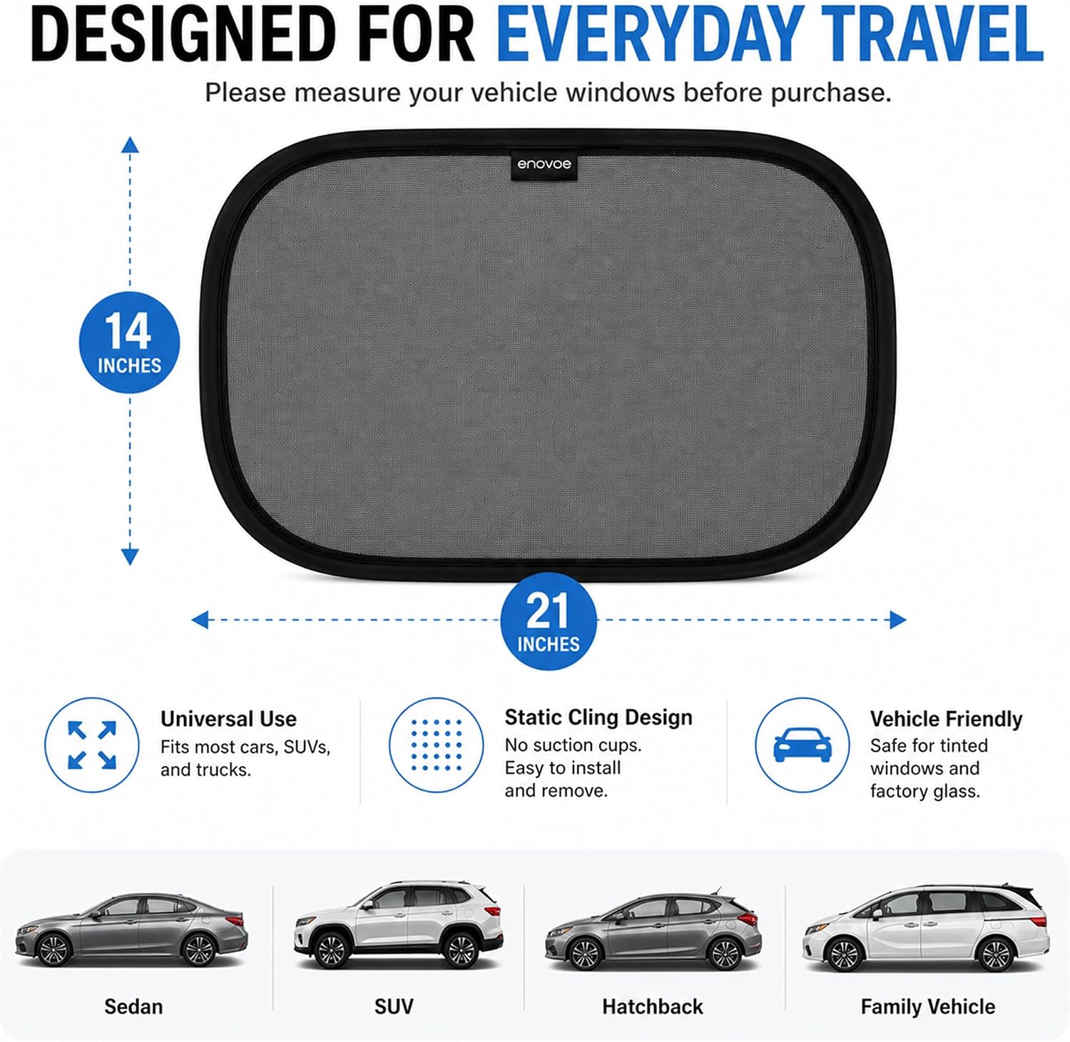 Thumbnail 5 de Enovoe Car Window Shades, 21 x 14 Inches